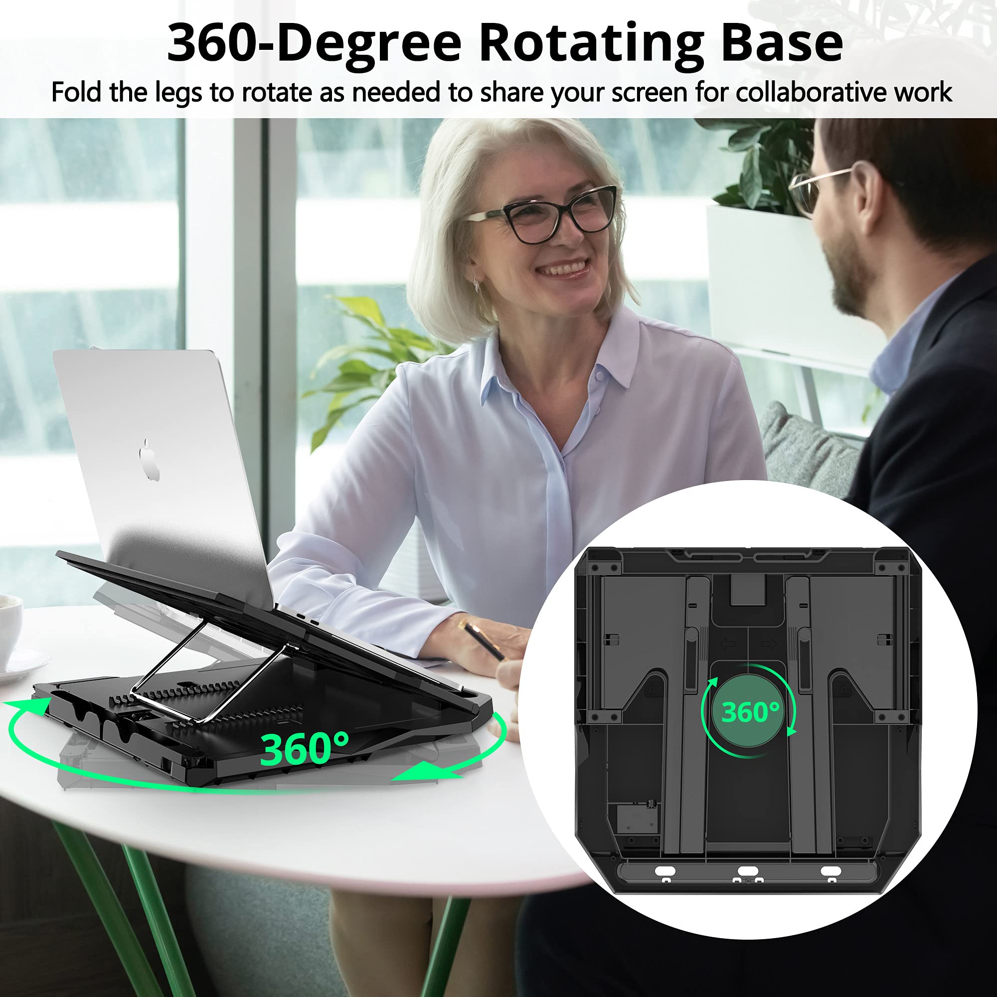 Adjustable Laptop Stand with 360° Rotation & Phone Holder for 10-17