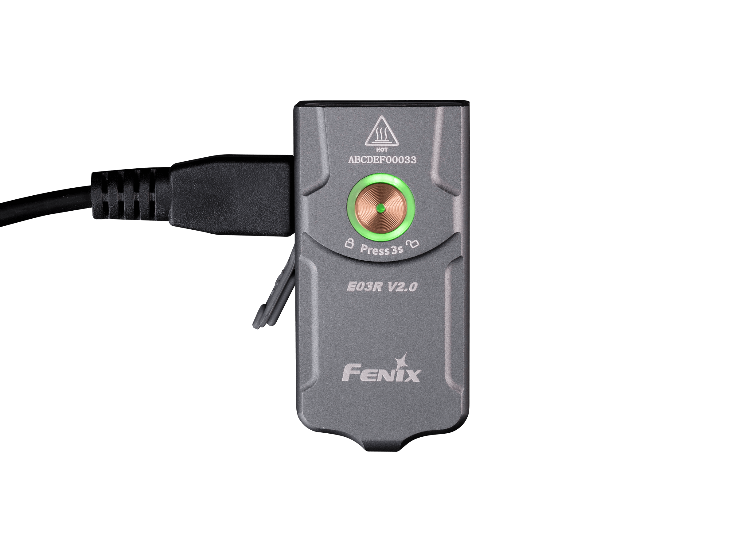 Fenix E03R V2 Rechargeable Keychain Flashlight - 300 Lumens, Compact LED Light for EDC, Outdoor, Emergency & Everyday Carry (Black)