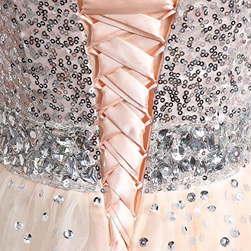 Elegant Women's Sequins Sweetheart Tulle Lace-up A-Line Long Evening Dress for Prom, Wedding, and Formal Events - Perfect for Gala, Ball, and Special Occasions