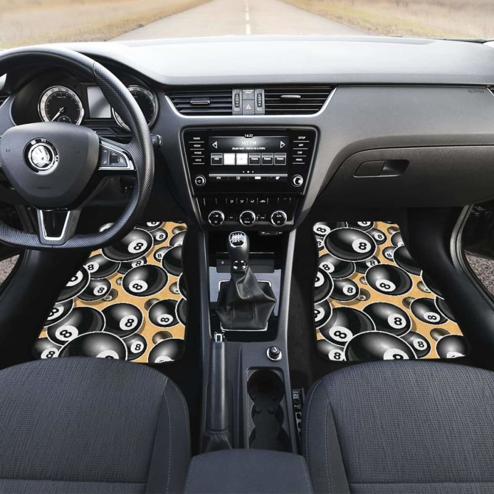 Premium Billiard Ball Pattern Car Mats - Front & Back Set for Cars, SUVs & Trucks - Non-Slip Rubber Backing - Easy to Clean - Perfect for Auto Enthusiasts & Pool Lovers - Home, Office or Game Room Decor