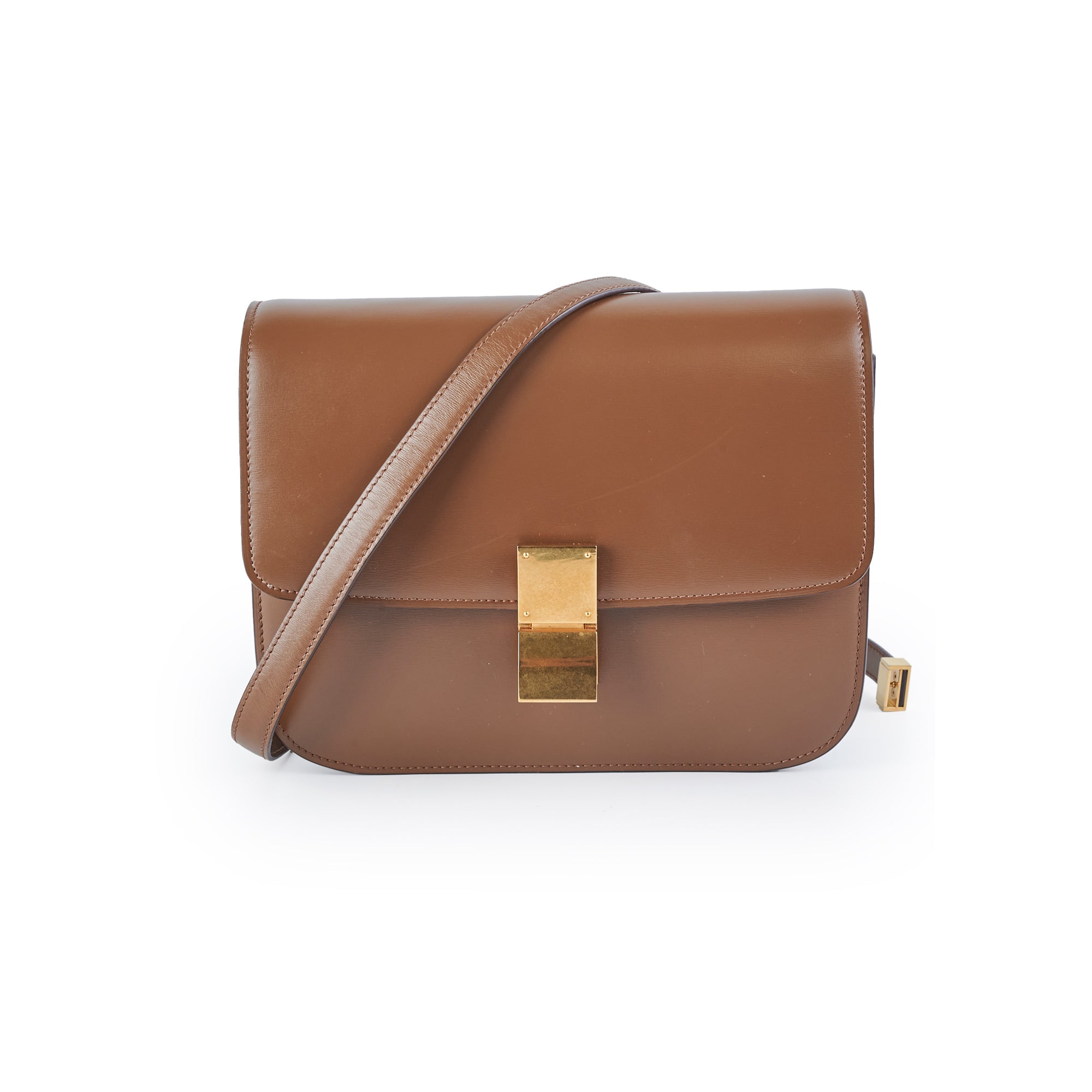Celine Box Medium Bag in Caramel Brown - Luxury Leather Crossbody Handbag for Women | Perfect for Work, Travel & Everyday Use