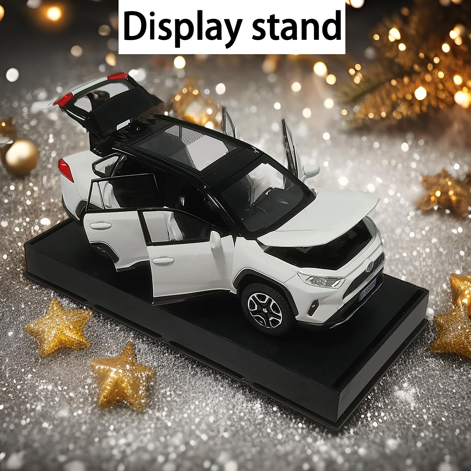 1/32 Scale Toyota RAV4 Alloy Diecast Model Car with LED Lights & Sound Effects - Collectible Toy Vehicle for Boys, Kids & Toddlers - Perfect Gift for Car Enthusiasts & Birthday Presents (White) - Great for Playtime, Display Collections & Educational STEM Learning