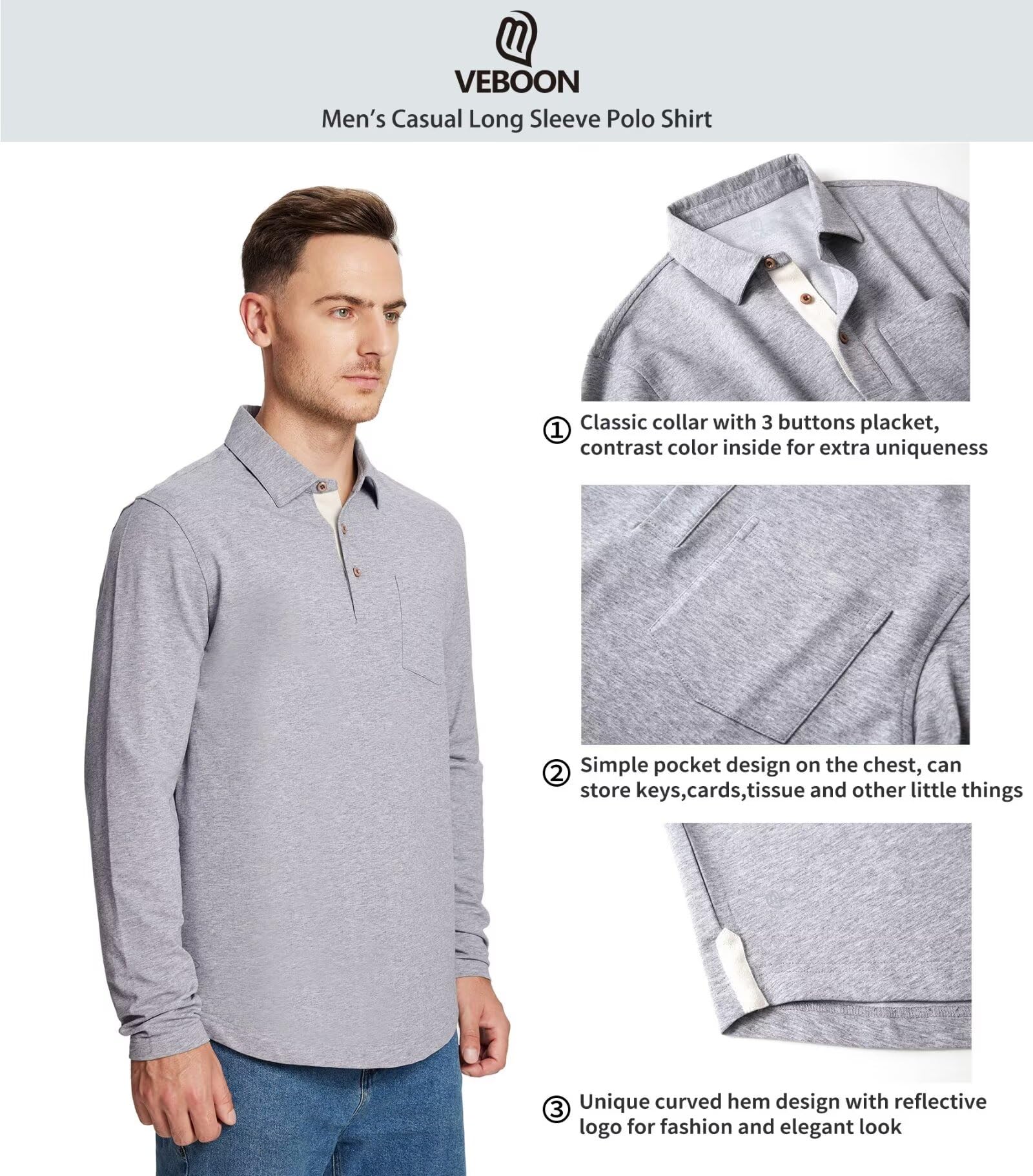 Men's Long & Short Sleeve Polo Shirts - Breathable Cotton Blend, Classic Collar with Pocket - Casual Work & Golf Shirts for Business, Office & Outdoor Activities