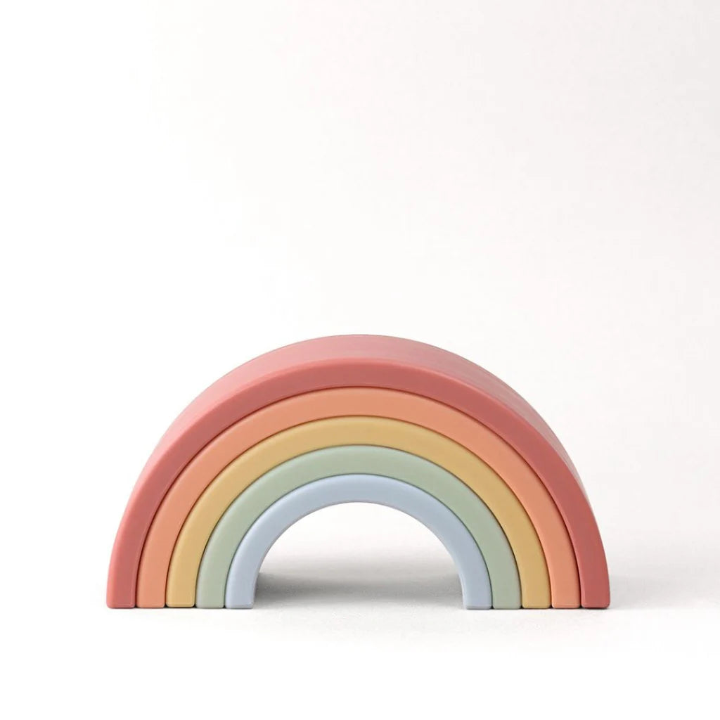 Itzy Ritzy Rainbow Stacking Toy - Colorful Baby Learning Blocks for Toddlers, Montessori Educational Stacking Game for Kids - Perfect for Playtime, Early Childhood Development & Nursery Decor
