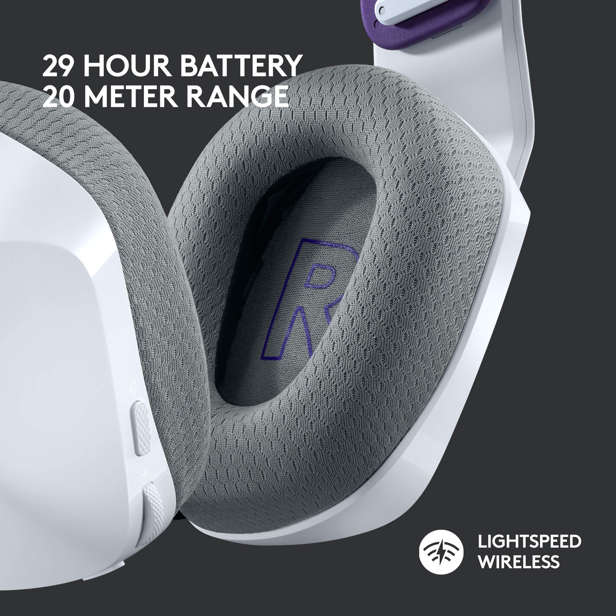 Logitech G733 LIGHTSPEED Wireless Gaming Headset with Suspension Headband, LIGHTSYNC RGB, Blue VO!CE Mic Technology & PRO-G Audio Drivers - White | PC, PS5, Xbox Series X|S Compatible for Immersive Gaming & Streaming