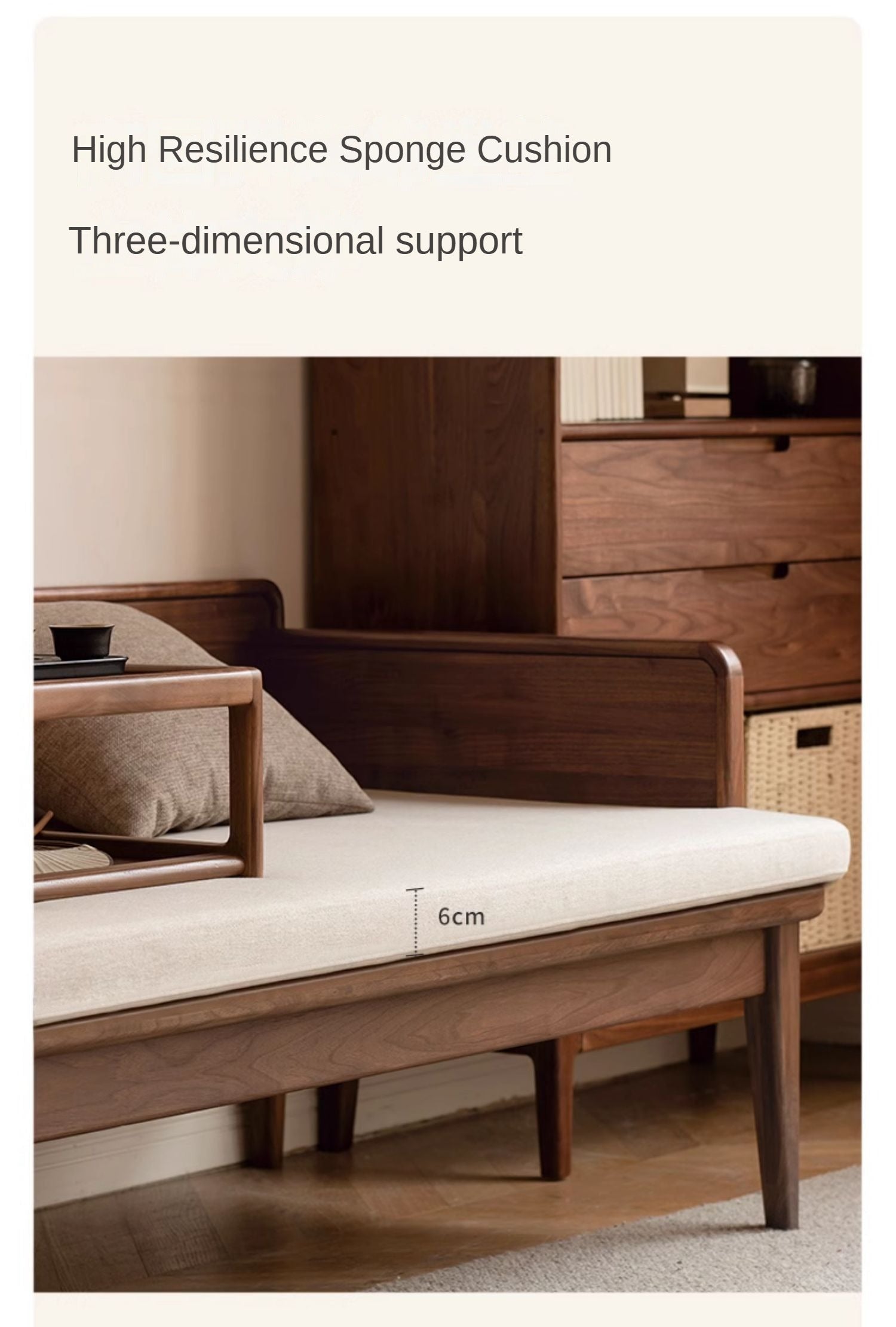 Premium Solid Wood Bed Frame - Black Walnut & Oak - Modern Chinese Style Bedroom Furniture for Master Bedroom or Guest Room