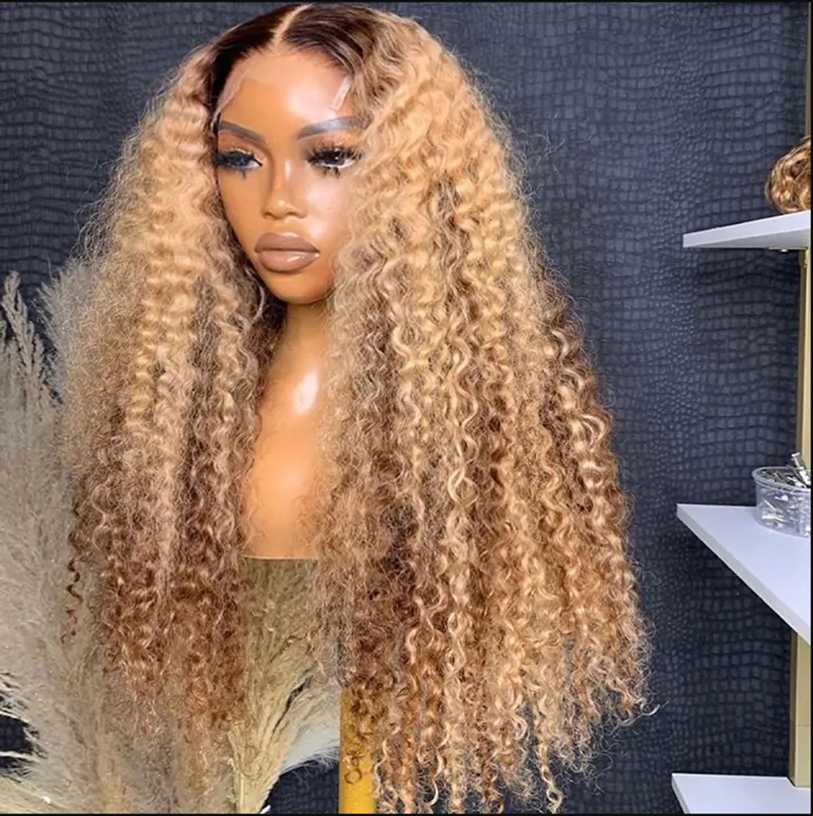 Omber Brown 27 Deep Wave 13x4 HD Lace Front Wig - 200% Density Human Hair with Pre-Plucked Hairline & Baby Hair | Natural Light Brown Curly Lace Frontal Wig for Women | Perfect for Daily Wear, Parties & Special Occasions