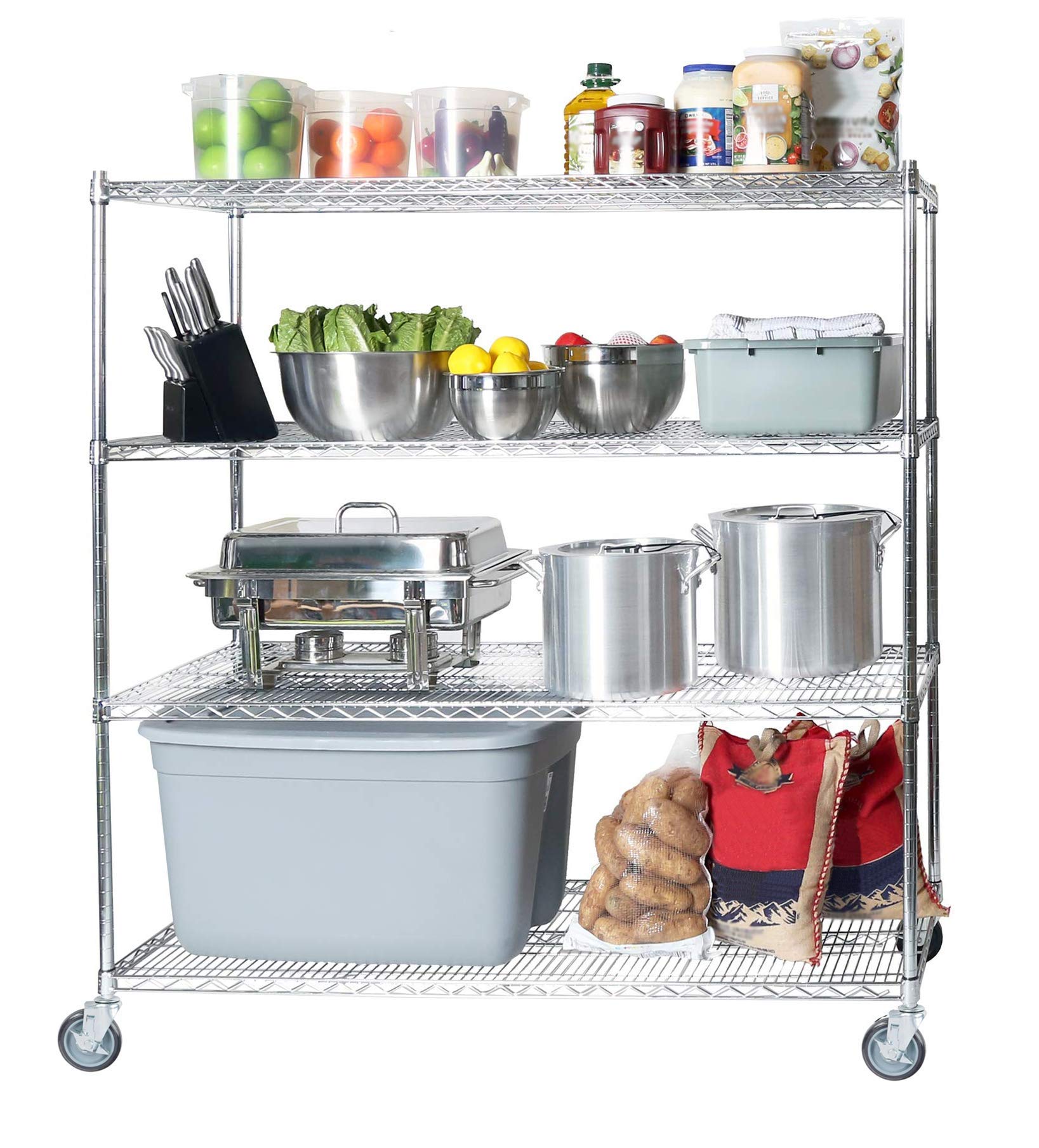 4-Tier Chrome Wire Shelving Kit - 14