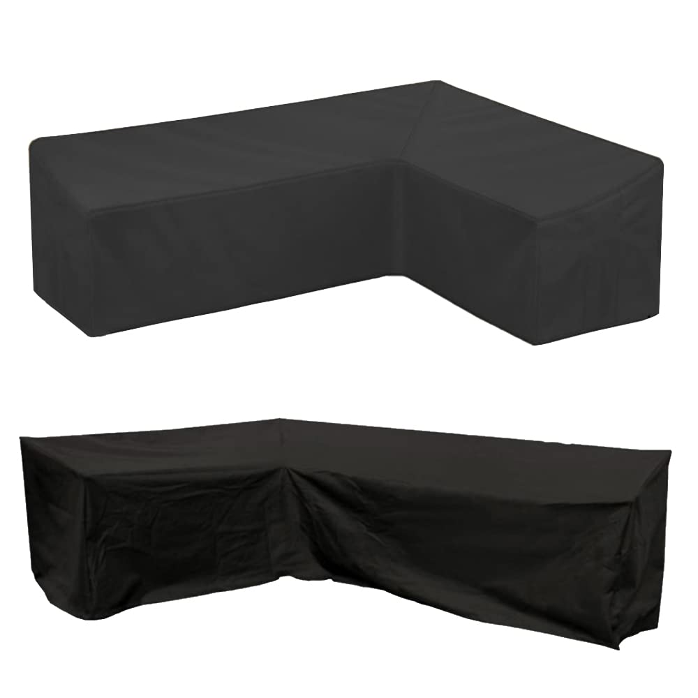 L-Shaped Waterproof Outdoor Patio Sofa Cover 112x87in - All Weather Dustproof Furniture Protector for Sectional Couch, Garden, Lawn & Veranda - Perfect for Rain, Snow, Sun Protection & Outdoor Furniture Storage