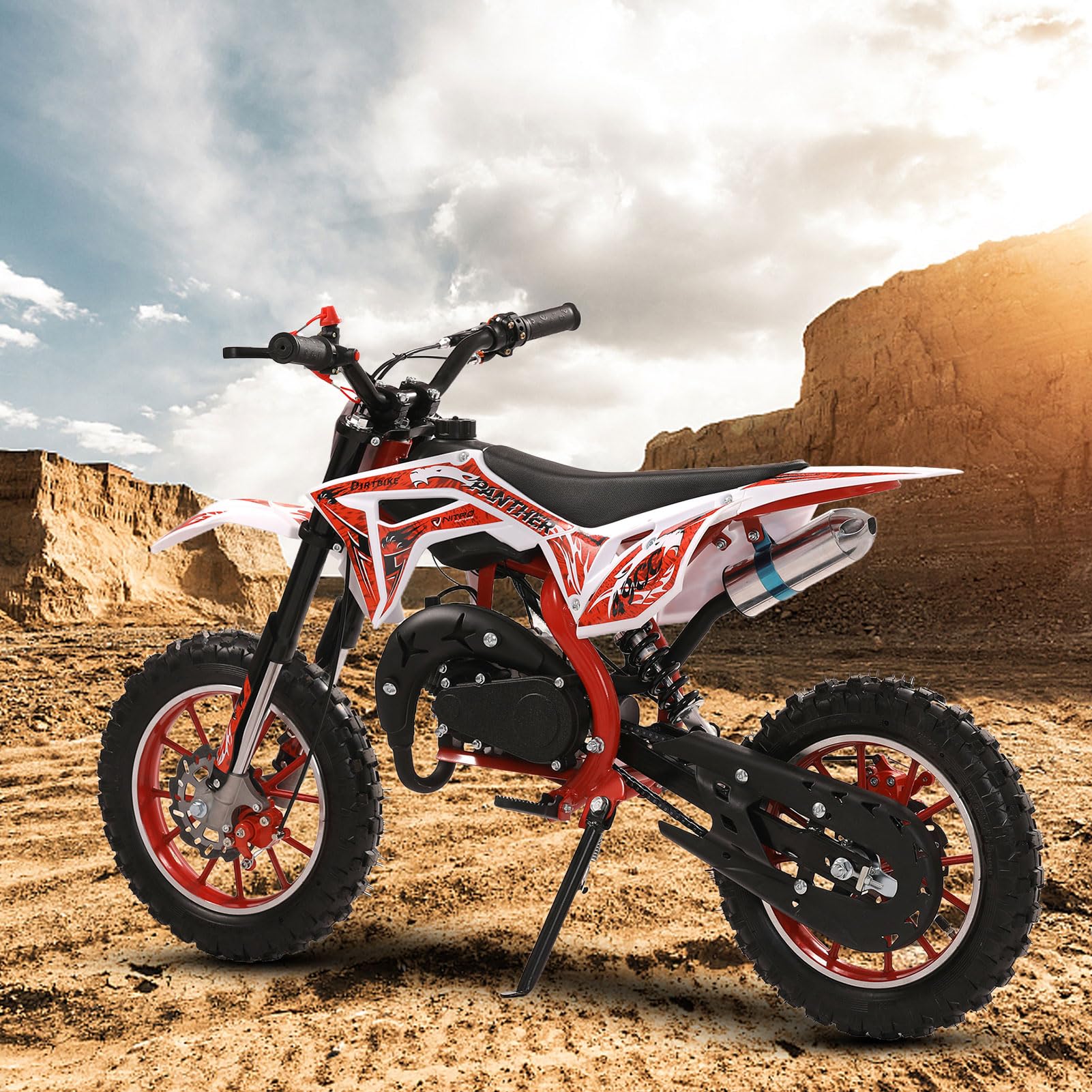50CC Kids Dirt Bike - Gas Powered Mini Dirt Bike for Boys & Girls Ages 8-14 - Off Road Trail Bike with Front & Rear Disc Brakes - 25MPH Max Speed - Perfect for Backyard Riding, Motocross Training & Off Road Adventures