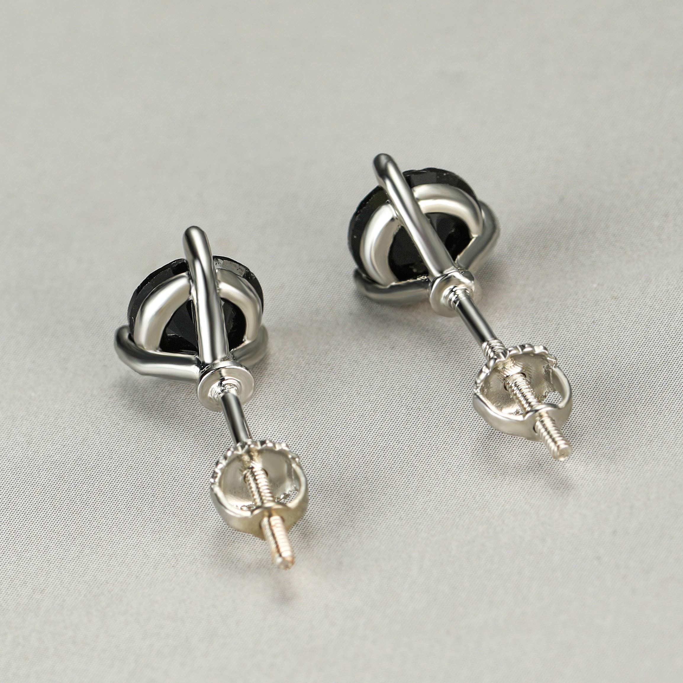 Diamond Stud Earrings for Women - 925 Sterling Silver 3 Prong Martini Screw Back Earrings | Hypoallergenic Round Studs (6mm/7mm/8mm) | Perfect Valentine's Day Gift, Engagement Jewelry & Everyday Wear