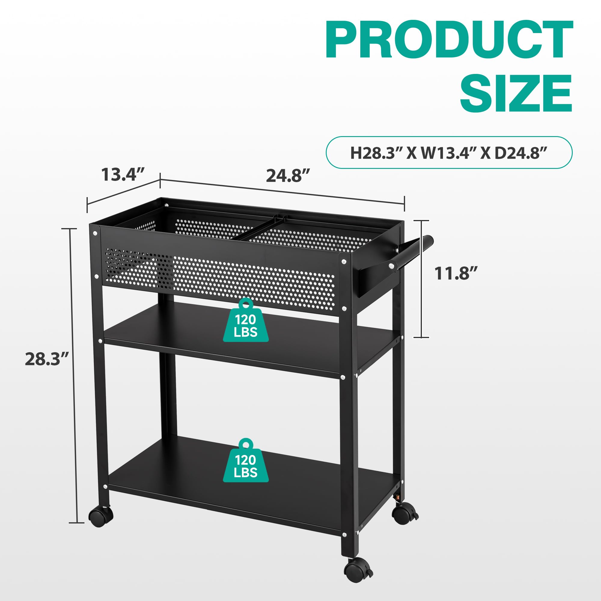 Black Mesh Rolling File Cart with Wheels - Hanging File Organizer Cabinet for A4/F4/Letter/Legal Files - Mobile Metal Filing Storage Cart for Home Office & Workspace Organization (Ideal for Documents, Office Supplies & Stationery Storage)
