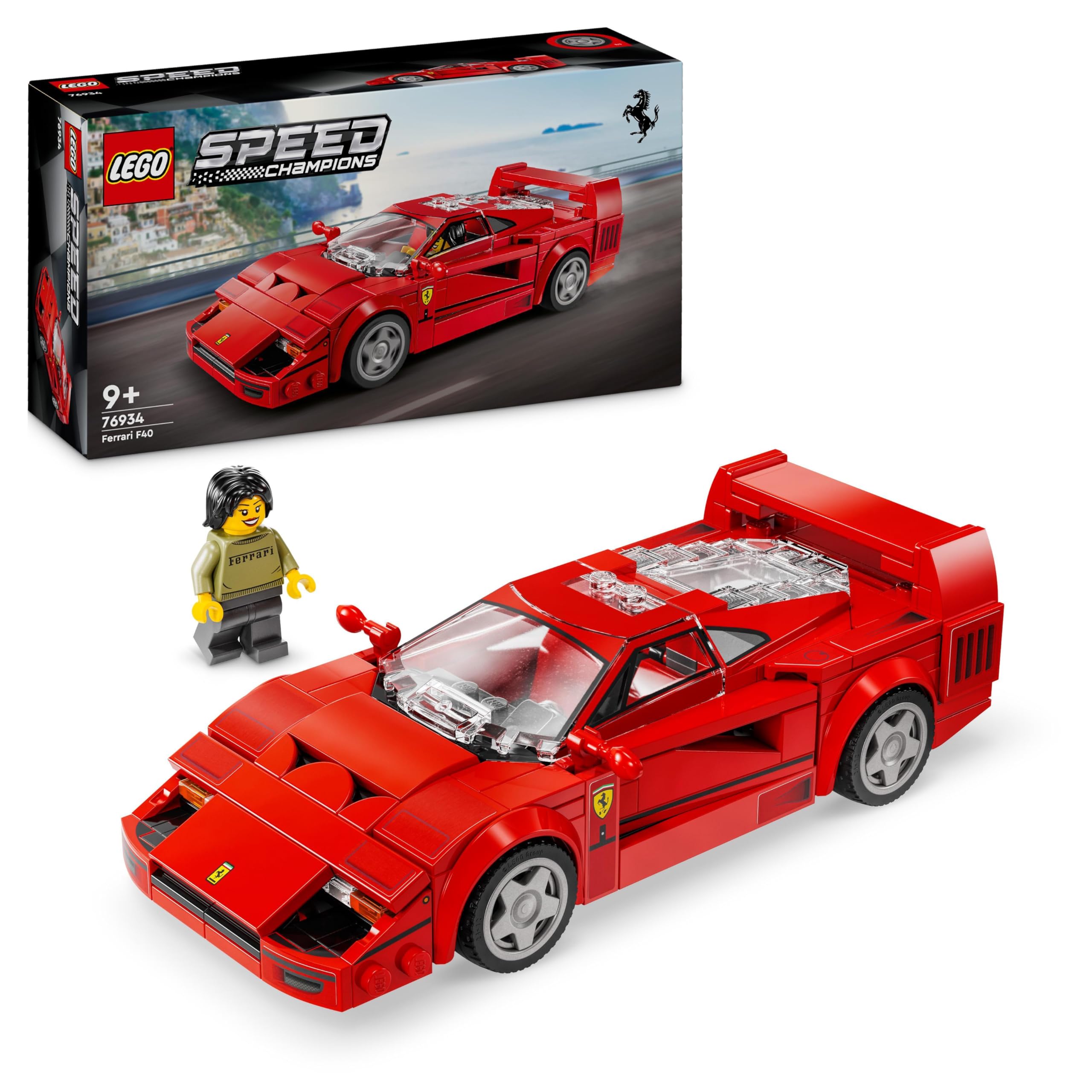LEGO Speed Champions Ferrari F40 Supercar Building Toy Set with Driver Minifigure - Collector's Construction Kit for Kids, Boys & Girls 76934 - Perfect for Racing Play, Display & Gift Giving