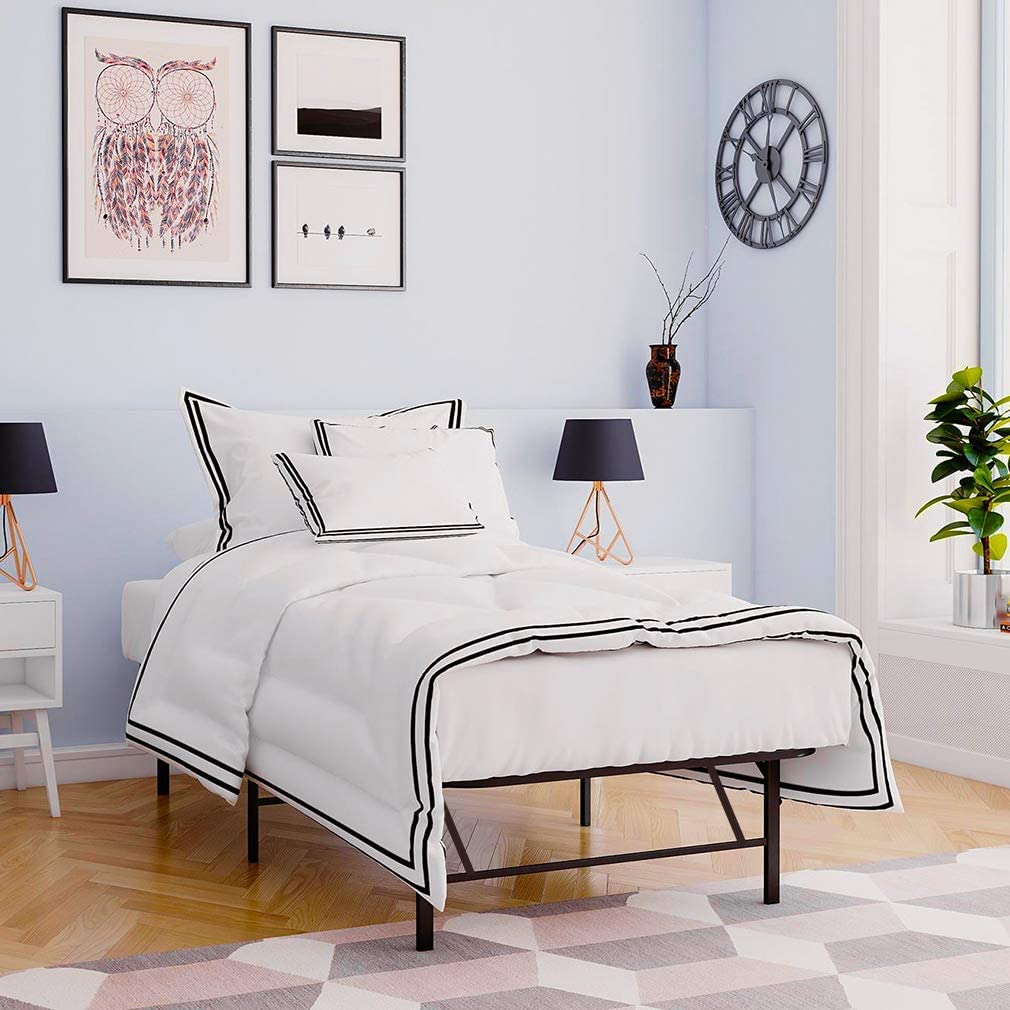 14 Inch Heavy Duty Metal Twin Bed Frame with Steel Slats - No Box Spring Needed, Easy Assembly, Noise-Free, Underbed Storage - Perfect for Kids Rooms, Guest Beds & Small Spaces