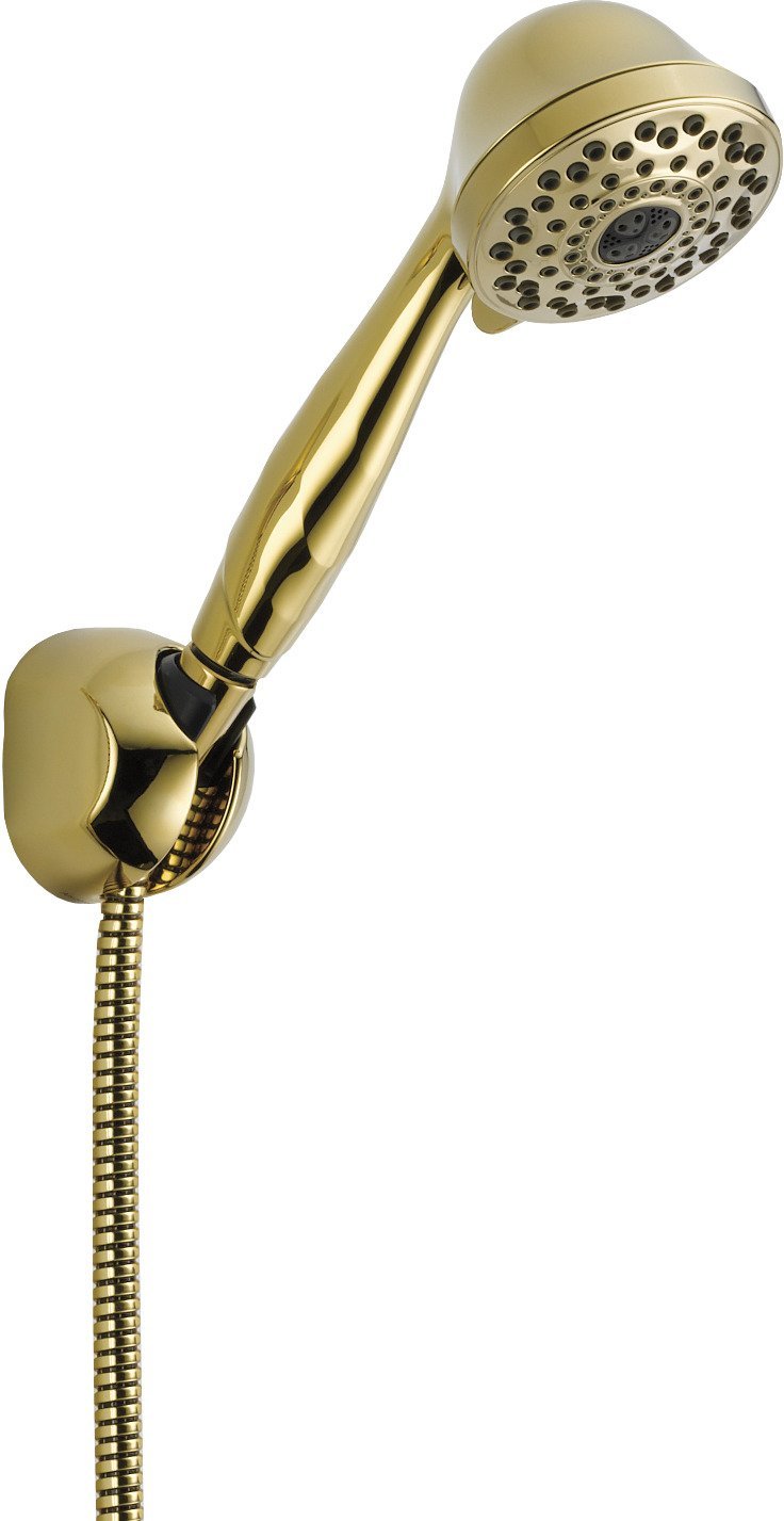 Delta Faucet 59711-PB-PK Premium 7-Setting Fixed Wall Mount Hand Shower in Polished Brass - Perfect for Bathroom, Spa & Shower Upgrades