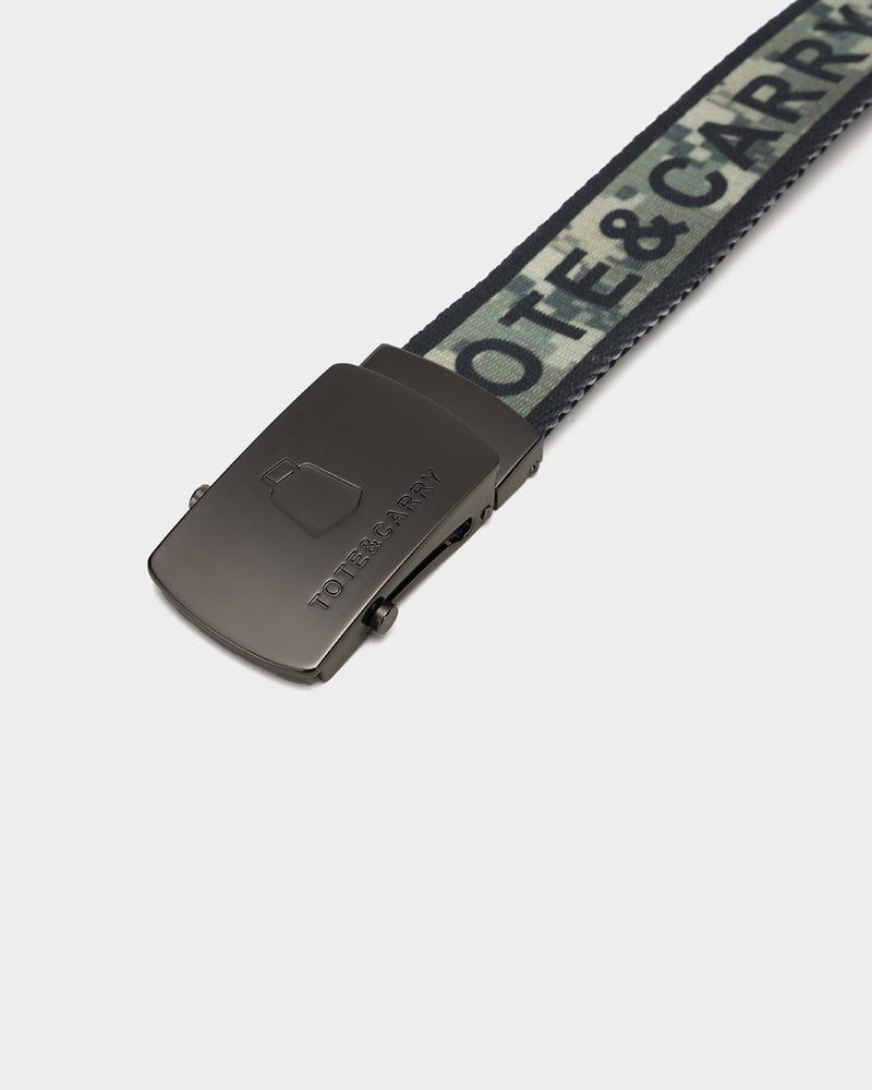 Tactical Digital Camouflage Belt - Grey Military Style Adjustable Nylon Webbing Strap for Outdoor Hiking, Hunting & Survival Gear