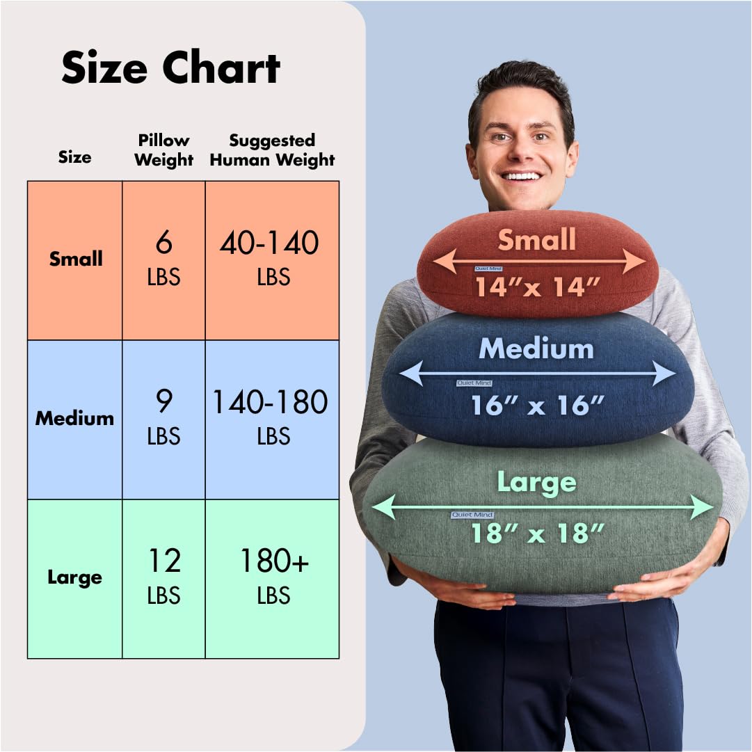 The Original Weighted Pillow for Adults - 9 lbs Medium Blueberry Cooling Body Pillow | Stress Relief & Anxiety Support | Perfect for Sleeping, Meditation, and Relaxation at Home or Office