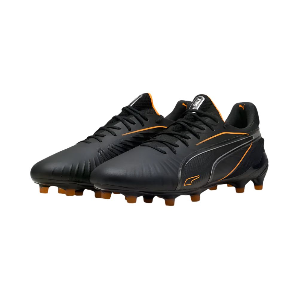 Puma King Ultimate FG/AG Football Boots for Men - Black/Fire/Silver - Lightweight Soccer Cleats for Firm & Artificial Grass - Perfect for Training & Matches