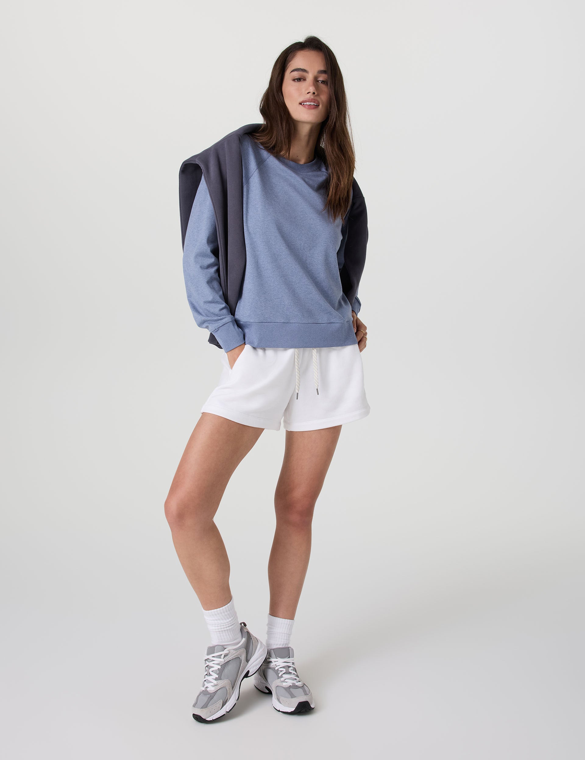 Long Sleeve Halo Crew Sweatshirt - Blue Heron Heather Color | Cozy Casual Wear for Women | Perfect for Fall & Winter Outfits, Lounge Wear, and Layering