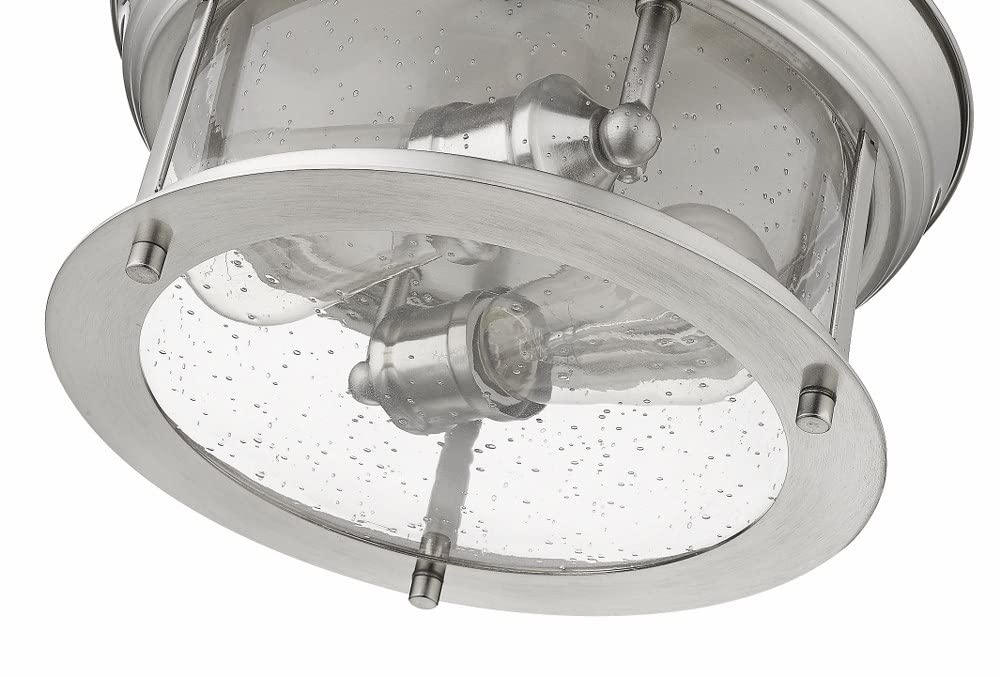 Z-Lite 727F10-HBR 2-Light Flush Mount Ceiling Light Fixture - 11 Inch Round Clear Seeded Glass - Perfect for Bedroom, Hallway & Kitchen Lighting