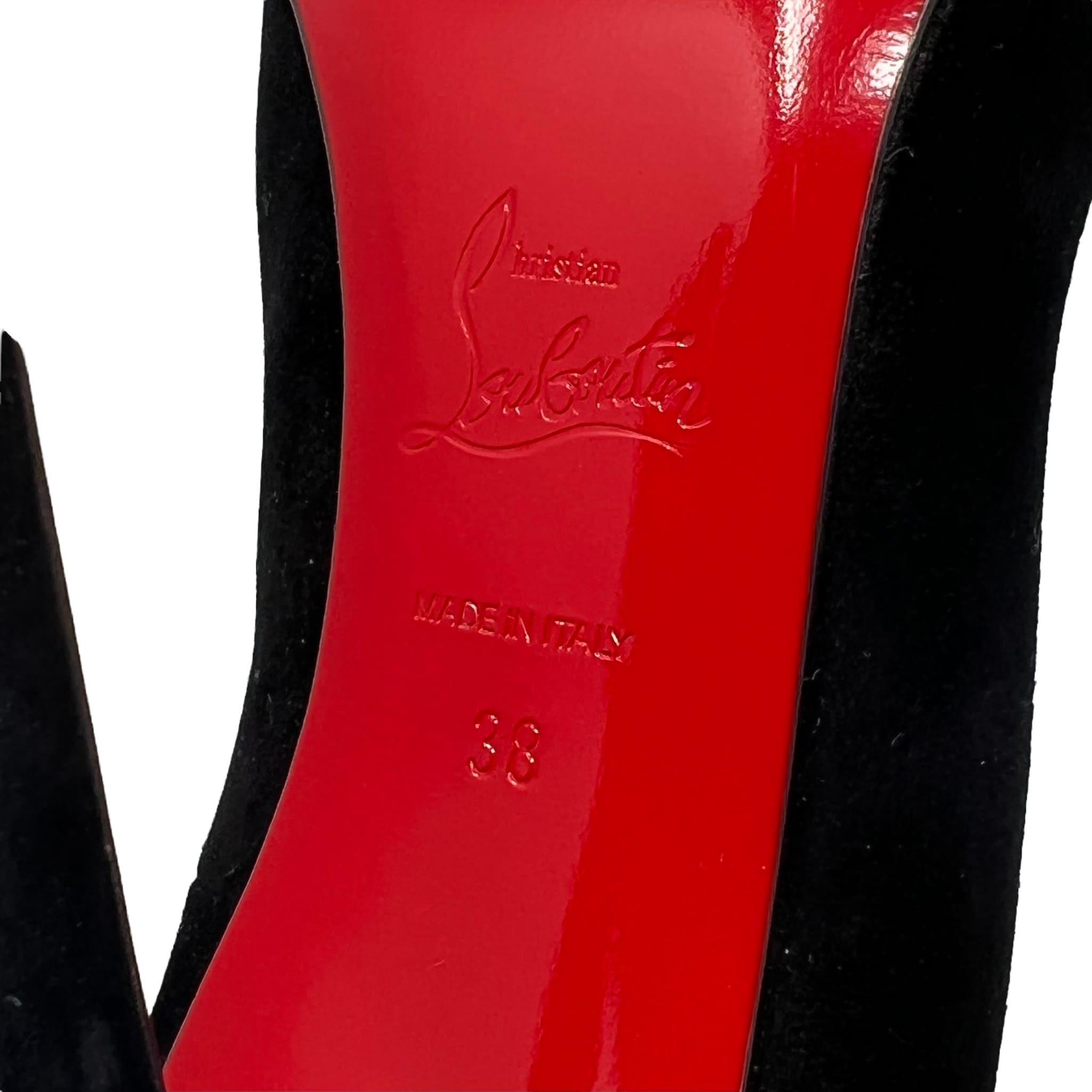 Christian Louboutin Black Suede GEO Spike Pumps Women's High Heels Size 38 - Perfect for Evening Parties, Weddings & Special Occasions