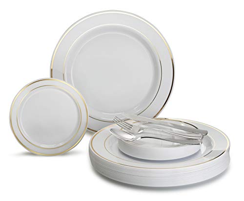 A2. White & Gold Rim plates, Silver Silverware