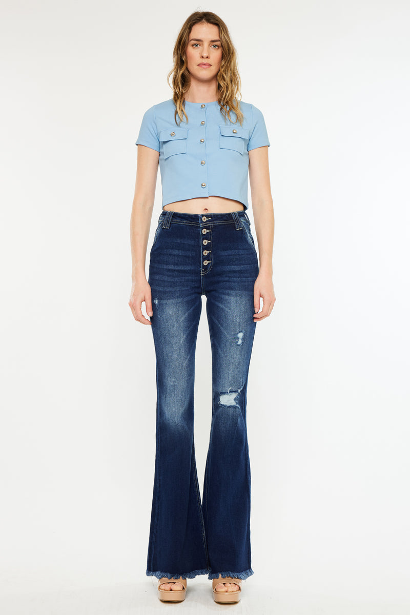 Sian High Rise Flare Jeans for Women - Vintage 70s Inspired Stretch Denim Pants - Perfect for Casual Outfits, Date Nights & Retro Fashion Looks