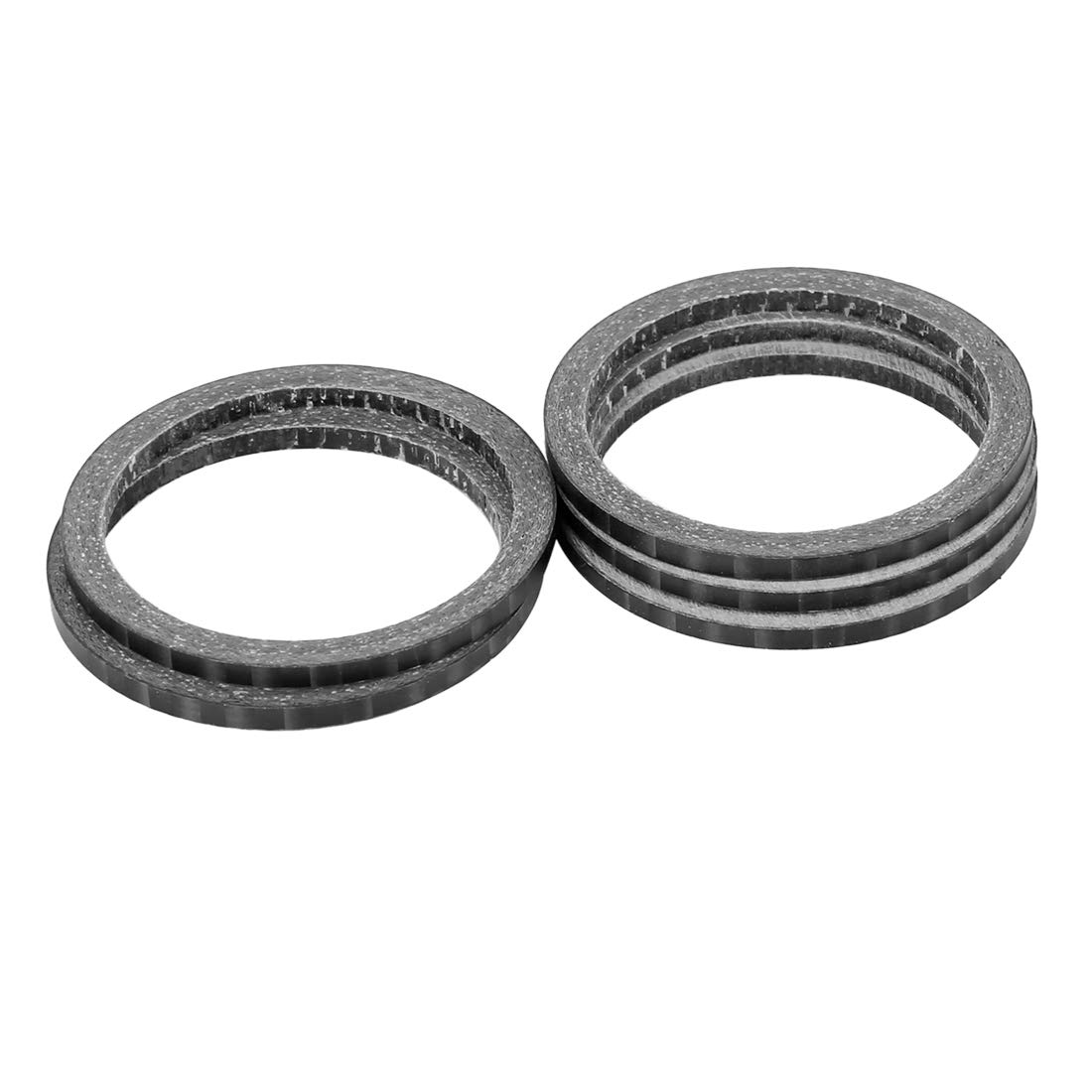 X AUTOHAUX 5pcs Matte Black Carbon Fiber Headset Spacer Set - 1 1/8 Inch Stem Compatible for MTB, Mountain & Road Bikes - 2mm Thick - Perfect for Cycling Upgrades and Handlebar Adjustments
