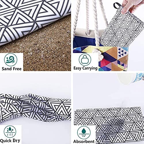 Quick Dry Microfiber Beach Towel - Sandproof Lightweight Compact Travel Towel for Swimming, Camping & Vacation - Navy Blue Shark Design for Men & Women