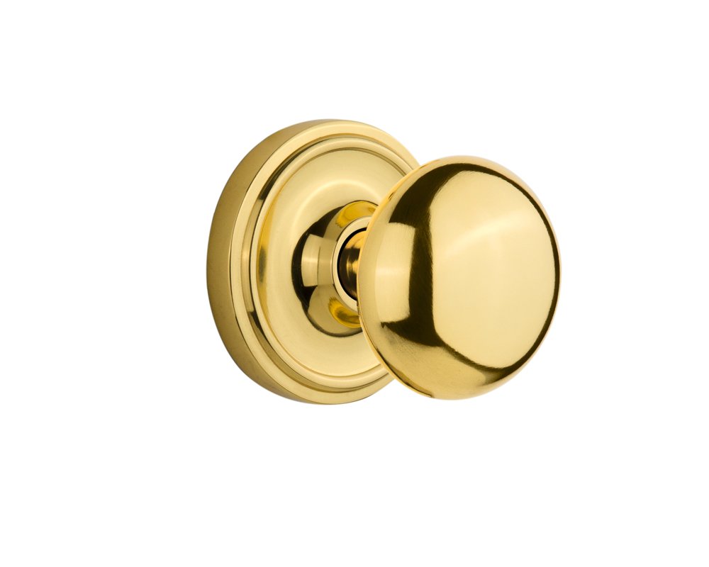 Vintage Classic Rosette with New York Round Door Knob - Antique Brass Cabinet Hardware for Home Restoration & Interior Design | Perfect for Victorian, Craftsman & Colonial Style Doors