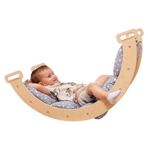 Wooden Hearts Climbing Arch Cushion - Soft Play Toddler Floor Cushion for Kids | Handmade Montessori Climbing Pillow | Starry Night Design | Perfect for Playrooms, Daycares & Home Gyms