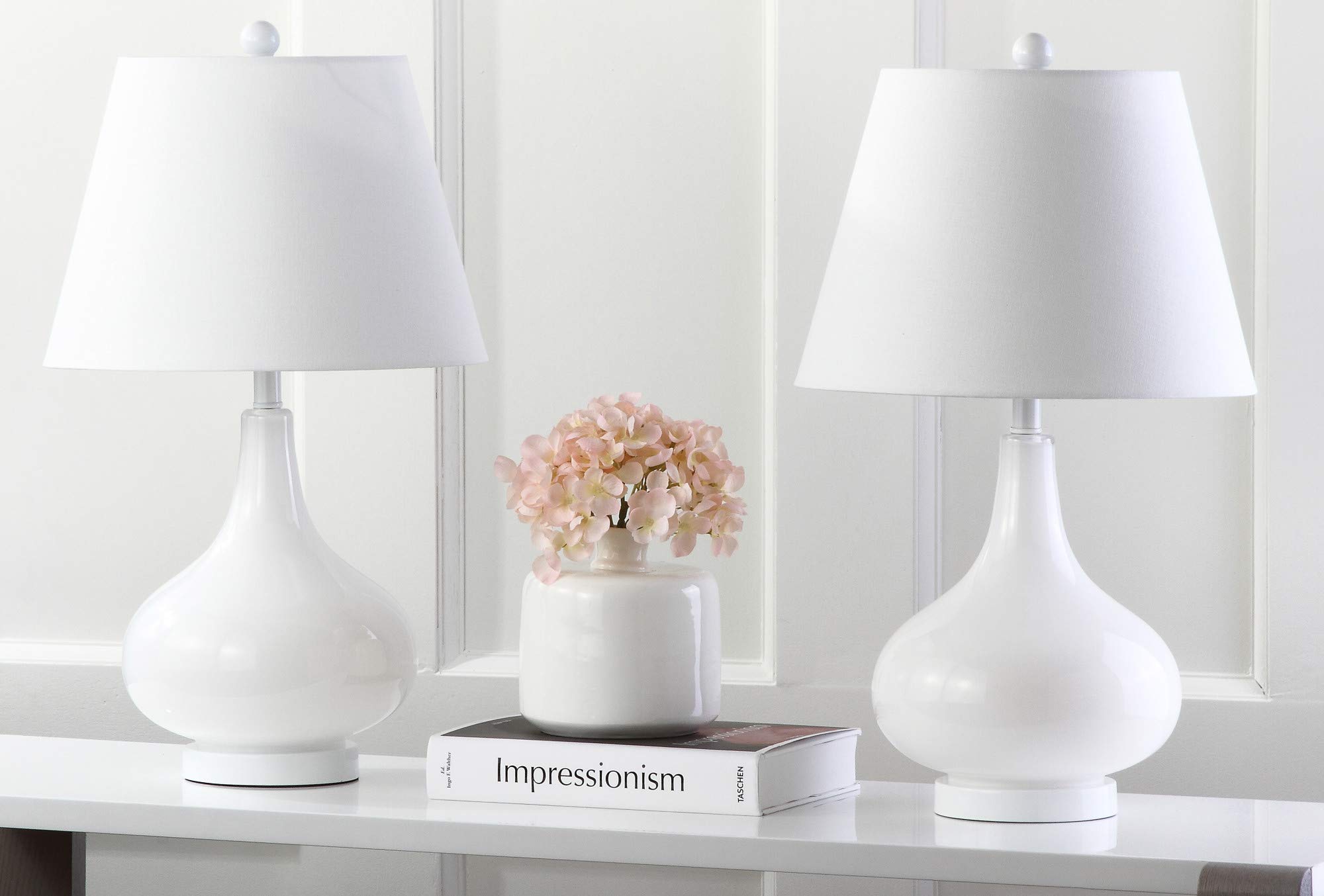 SAFAVIEH Amy Modern White Gourd Glass Table Lamp Set of 2 - 24