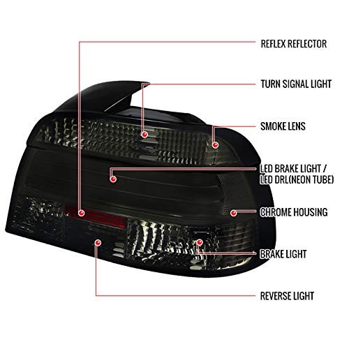 97-00 LED Smoke Tail Lights Brake Lamps Pair - High Visibility & Durable for Trucks & SUVs - Perfect for Night Driving & Off-Road Adventures