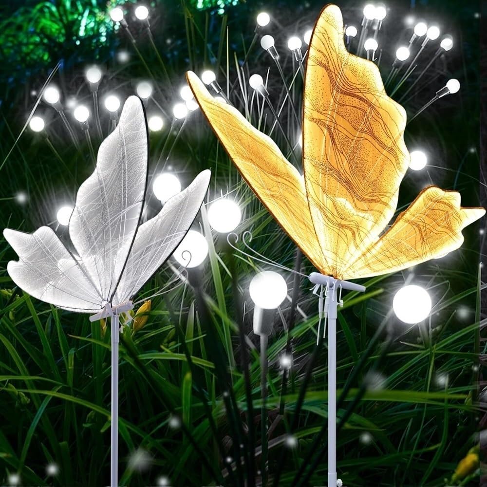 Butterfly LED Floor Lamp Set of 2 - Elegant Wedding & Party Lighting Decor for Christmas, Birthday, Reception - Indoor/Outdoor Standing & Hanging Decoration for Home, Garden, and Event Venues