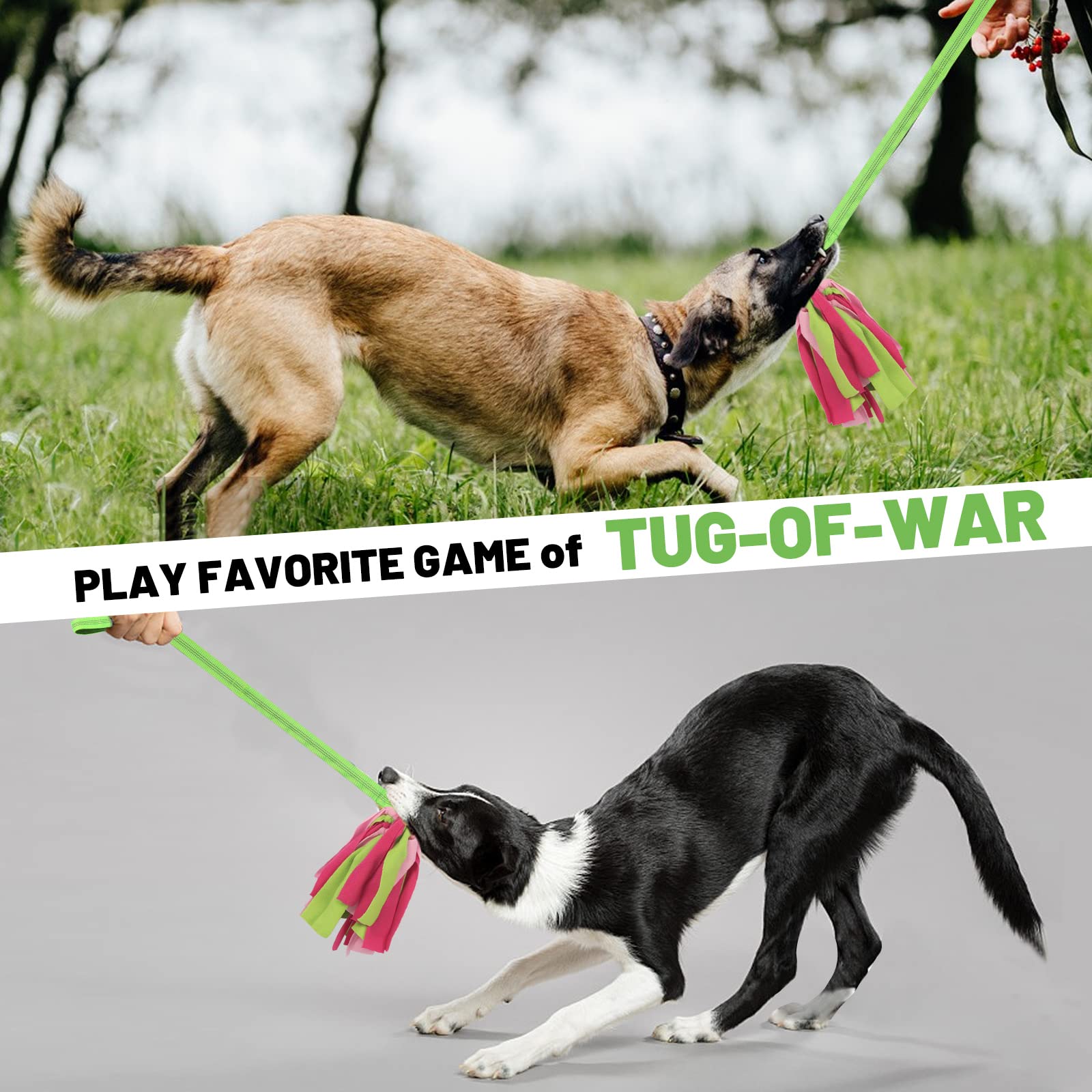 Wodoca Durable Interactive Dog Rope Toys for Aggressive Chewers - Tough Tug of War Chew Toy for Small & Medium Puppies - Green Pet Training & Boredom Relief Toy for Indoor/Outdoor Play & Bonding