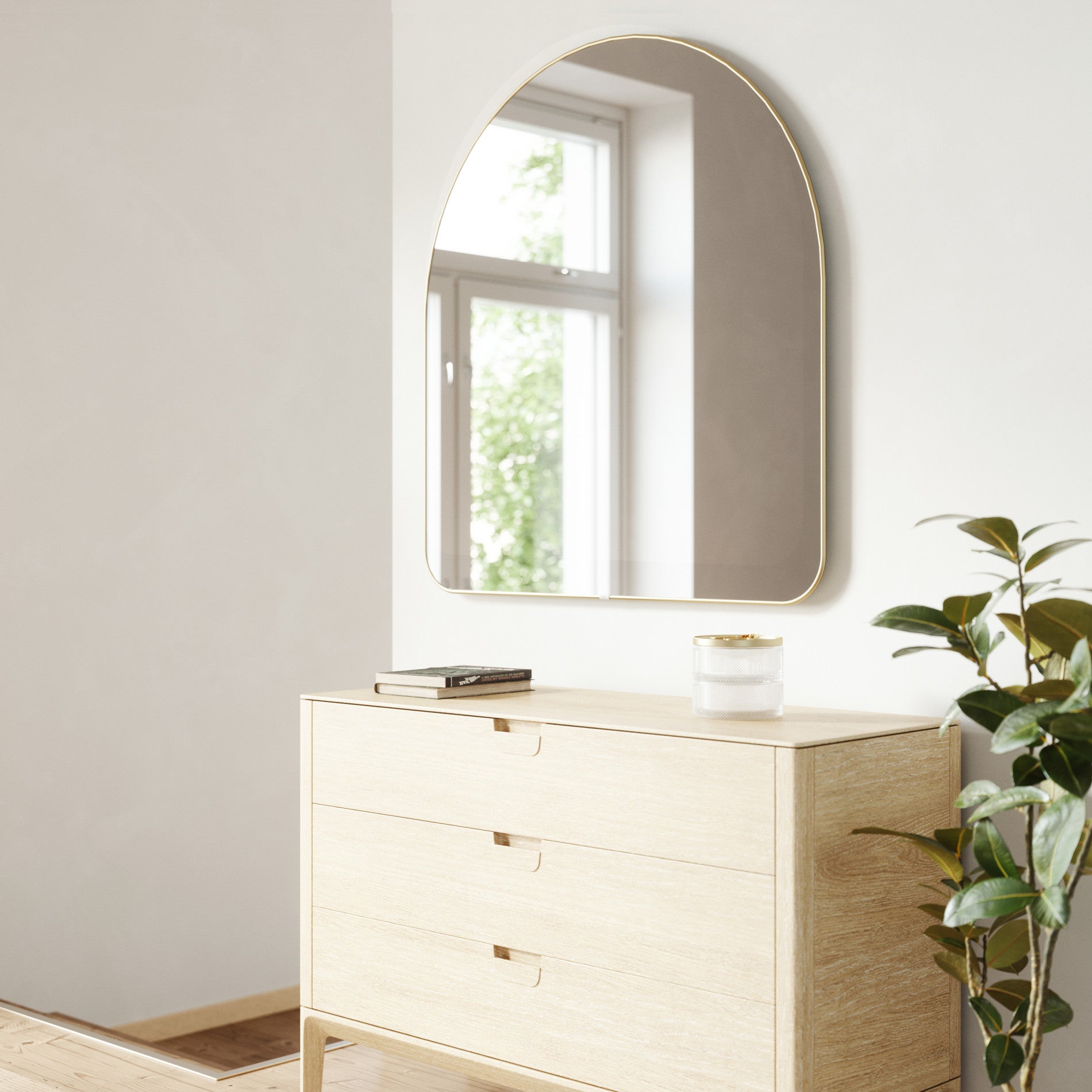 Hubba Arched Wall Mirror - Elegant Full Length Floor Mirror with Metal Frame for Bedroom, Living Room & Entryway Decor | Home & Office Use