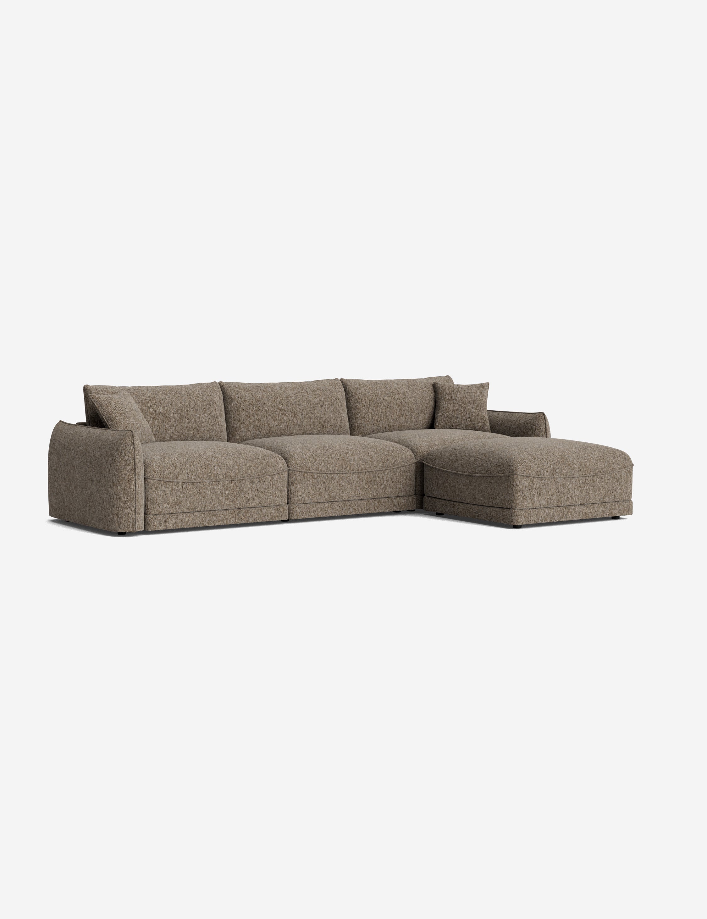 Balmer Sectional Sofa with Ottoman - Modern L-Shaped Couch Set for Living Room, Lounge & Home Theater - Comfortable Fabric Sofa with Chaise & Storage Ottoman