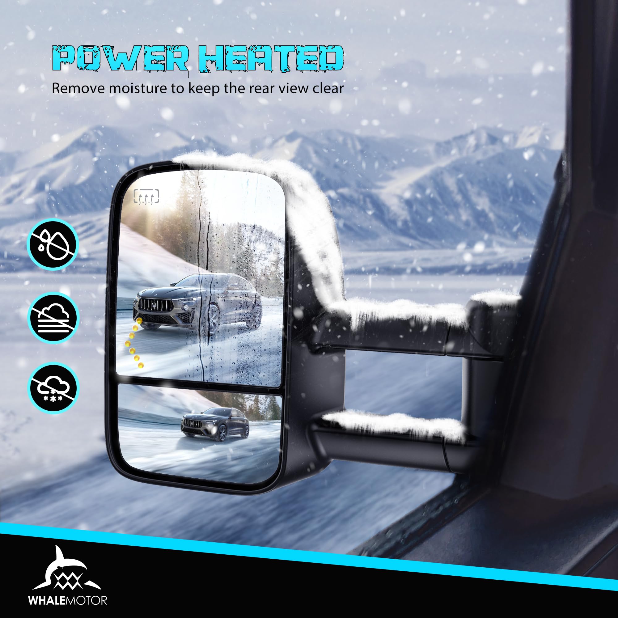 Heated Power Tow Mirrors with LED Turn Signal Lights for 2003-2007 Chevy Silverado & GMC Sierra 1500/2500/3500, Tahoe, Suburban, Avalanche, Yukon, Escalade - Perfect for Towing Trailers & Enhanced Night Visibility
