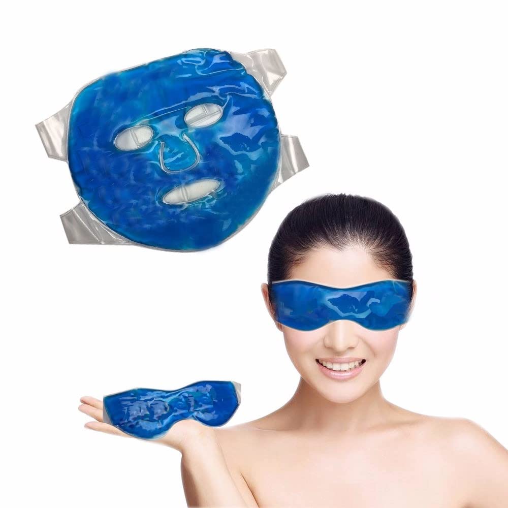 Cooling Gel Face Mask with Strap - Reusable Relaxing Eye Sleep Pad for Migraine Relief, Beauty & Health Care - Suitable for All Skin Types | Home Use, Spa, Travel & Self-Care Relaxation (1 Piece)