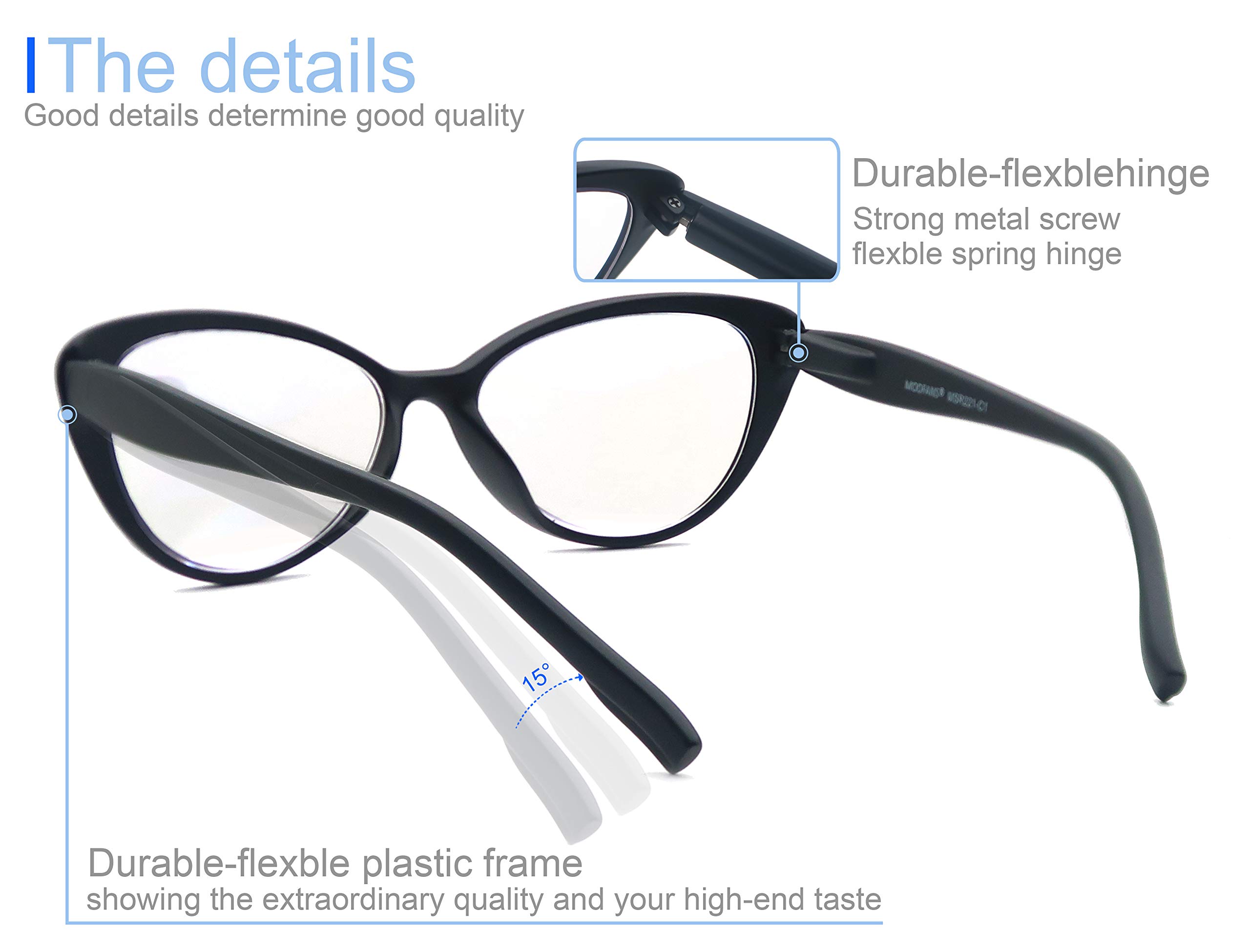 MODFANS Blue Light Blocking Reading Glasses - Progressive Multifocus Readers for Women & Men - Anti-Eye Strain Computer Glasses for Office Work, Screen Time & Digital Device Use