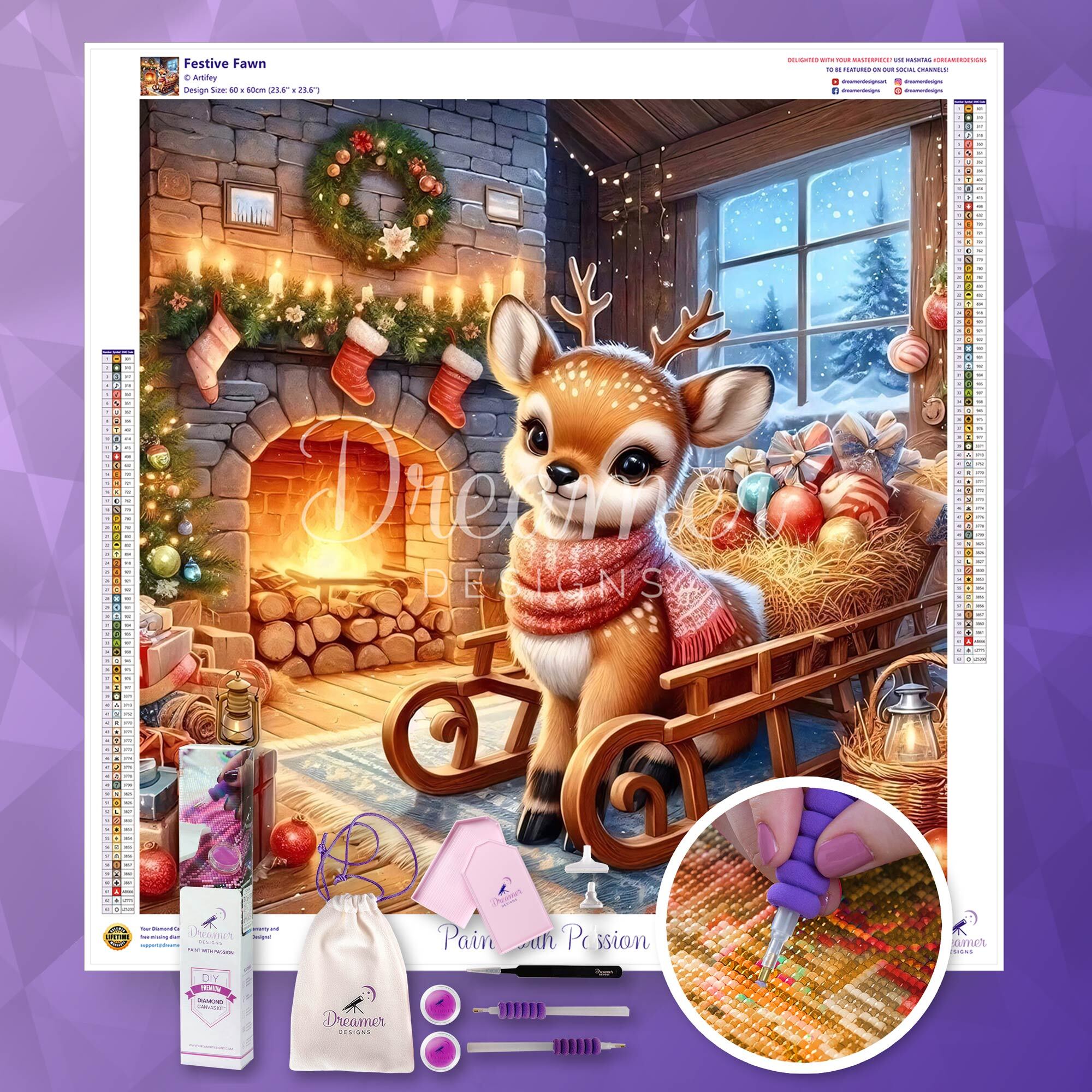 Festive Fawn Christmas Decor - Holiday Home & Party Decoration for Xmas Tree, Fireplace Mantel, and Table Centerpiece