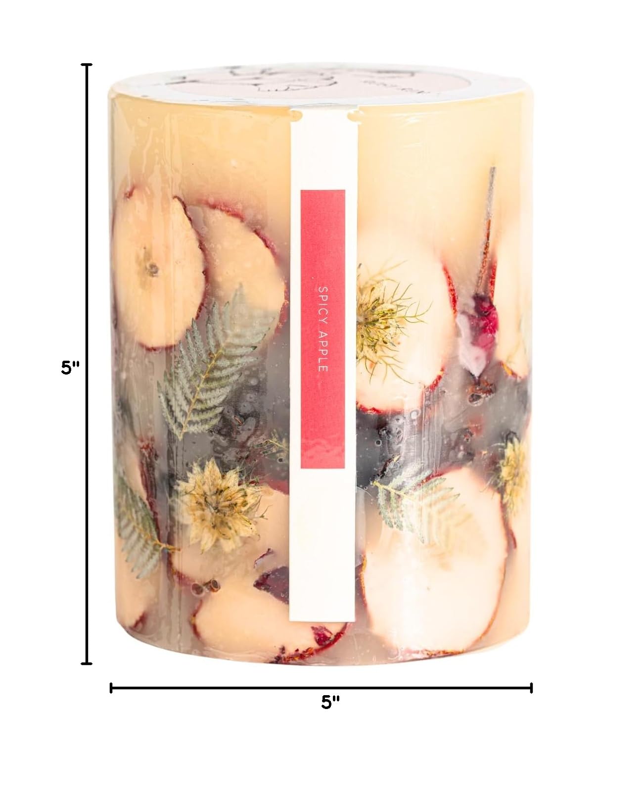 Rosy Rings Medium Round Botanical Candle - Spicy Apple Scent with Cardamom, Cinnamon & Clove | 6.5