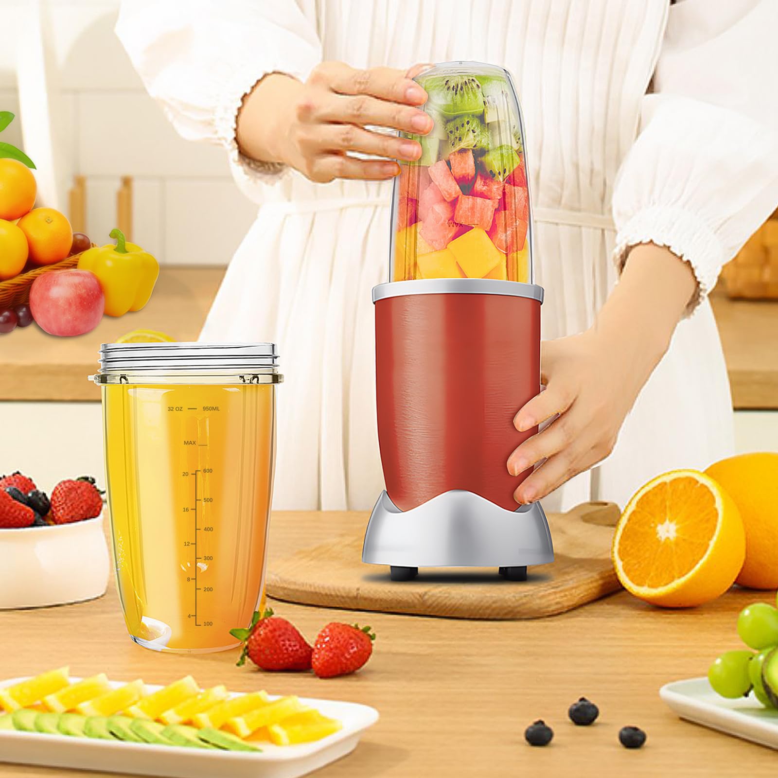 Nutribullet Blender Replacement Parts - 32oz & 24oz Cups with Extractor Blade - Compatible with Nutri Bullet 600W/900W Pro Blenders (3 PCS) - Perfect for Smoothies, Juicing & Food Prep at Home