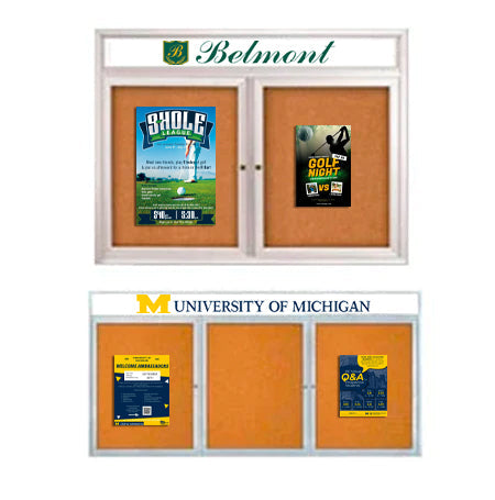 Weatherproof Enclosed Outdoor Bulletin Board with Custom Header - 2 or 3 Door All-Metal Display Case (35+ Sizes) for Schools, Parks & Business Communication
