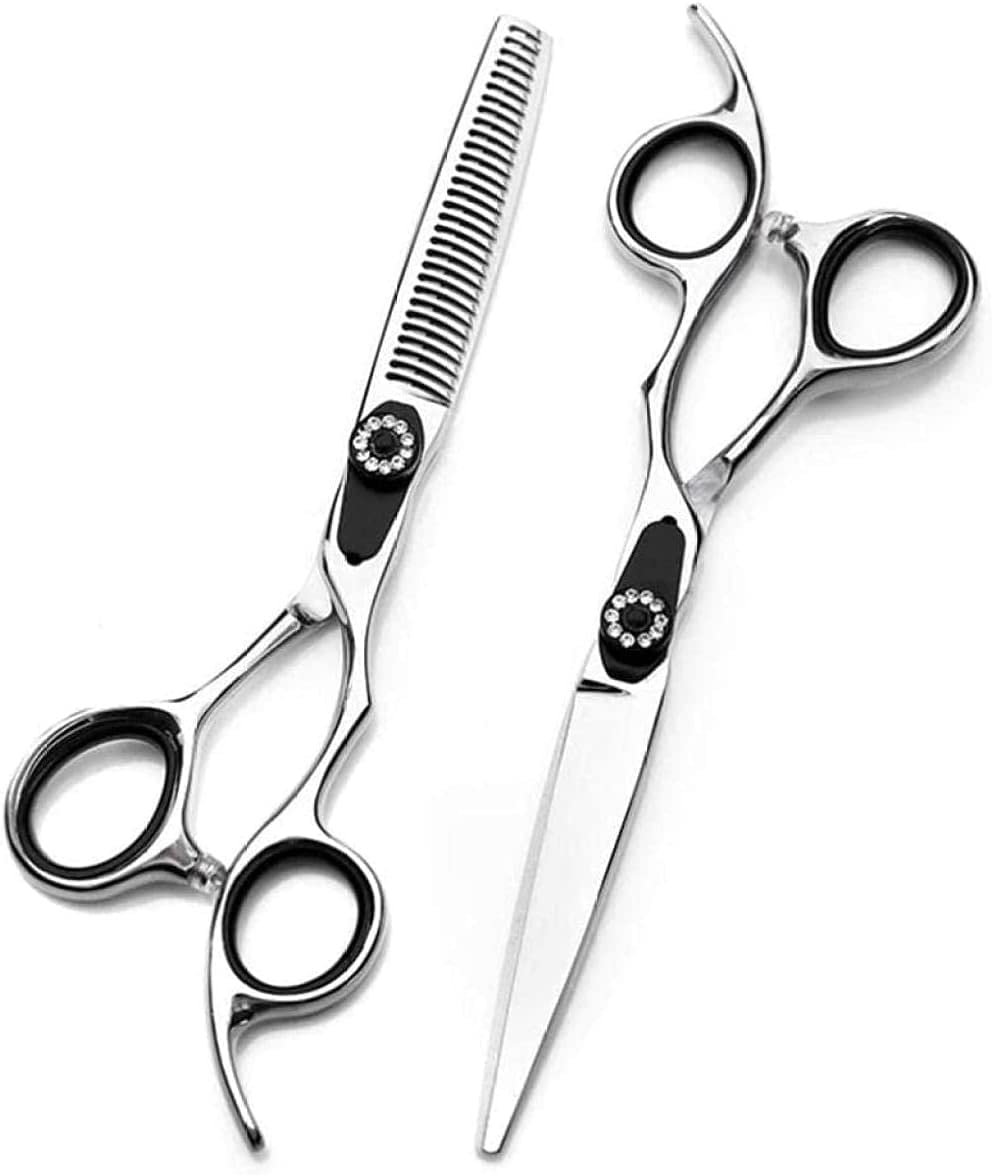 Professional 6 Inch Barber Scissors Set - Hairdressing Shears with Flat & Thinning Blades for Salon & Home Haircuts | Stylist Tools for Precision Cutting & Texturizing