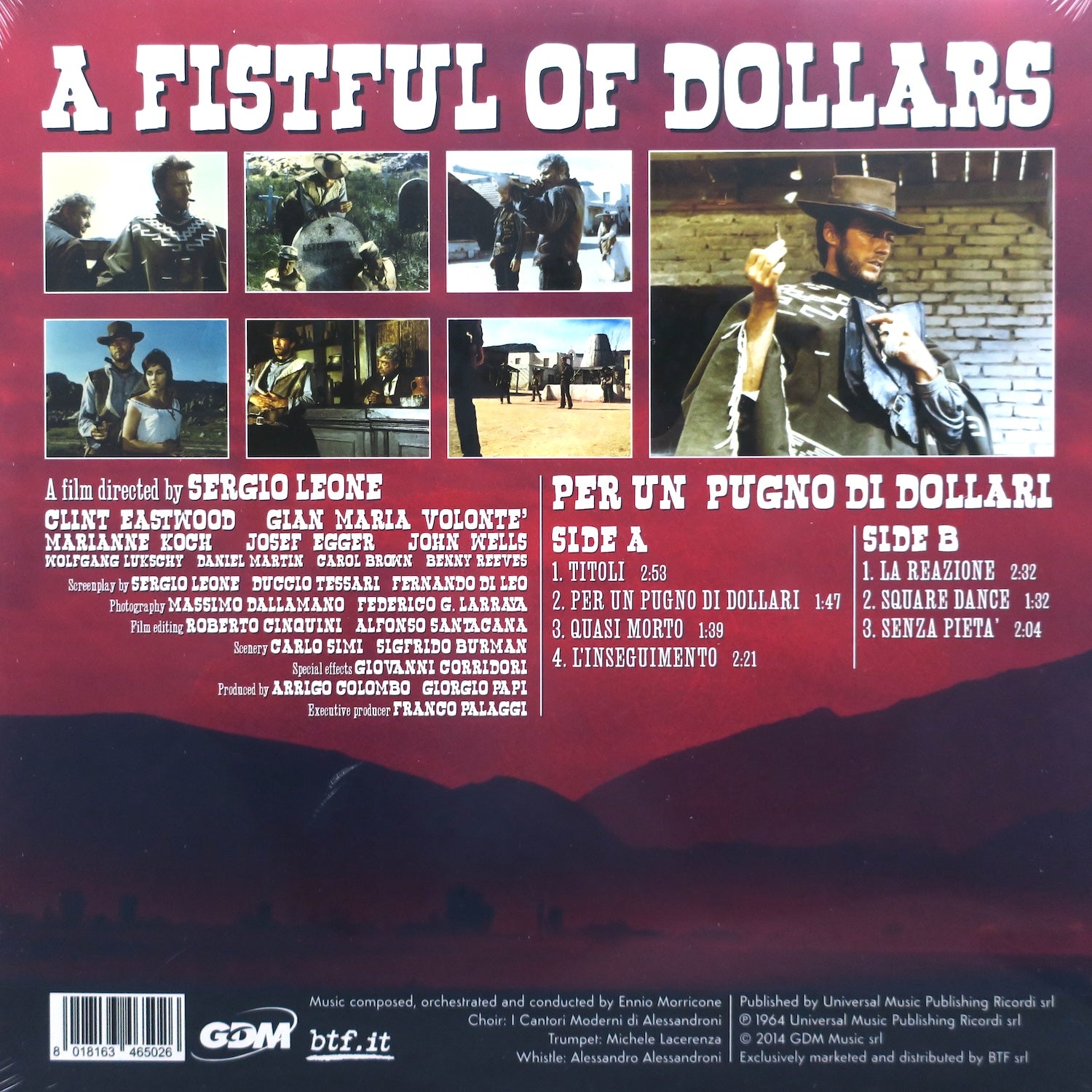 Ennio Morricone A Fistful of Dollars Original Soundtrack - Limited Edition Red Vinyl LP Record | Western Movie Music Collector's Item for Home Theater & Vinyl Enthusiasts