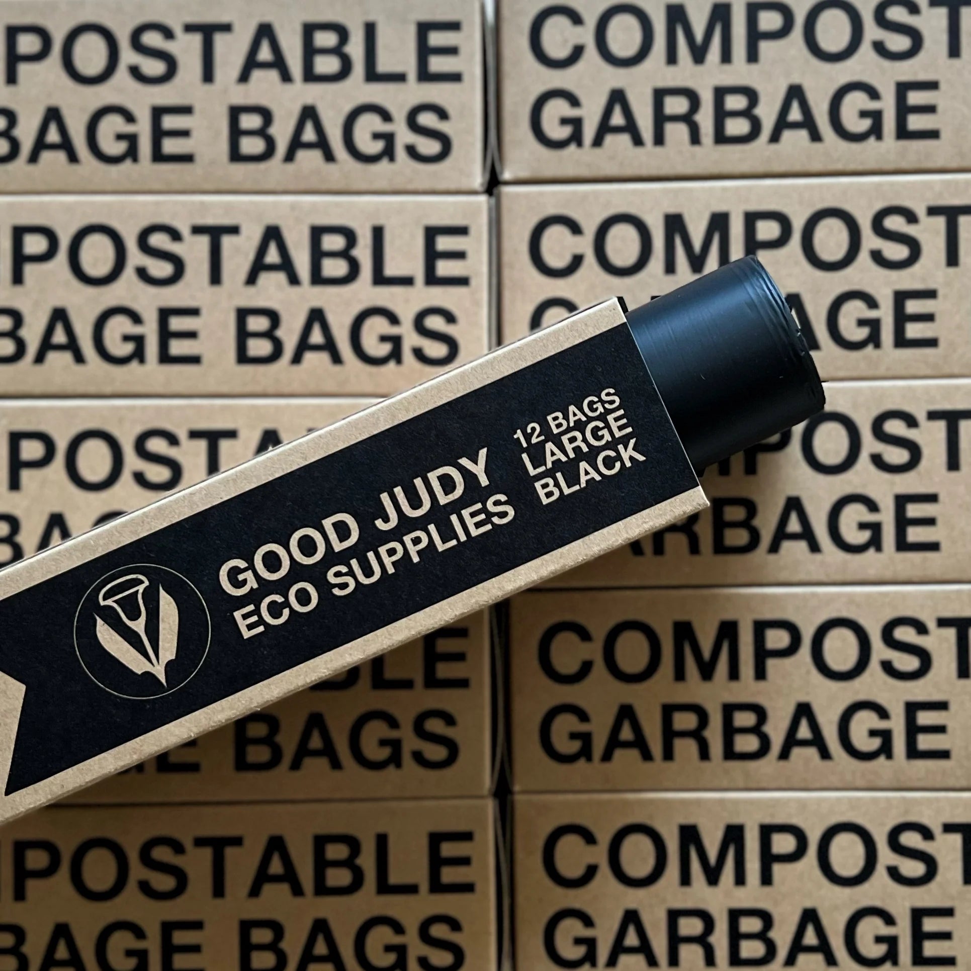 Eco-Friendly Compostable Large Black Trash Bags - Heavy Duty 13 Gallon Kitchen & Yard Waste Bags for Sustainable Home & Outdoor Use
