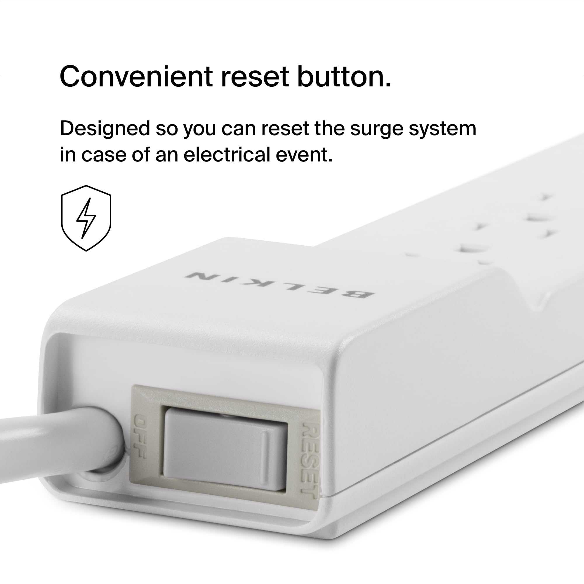 Belkin 6-Outlet Surge Protector Power Strip with Flat Rotating Plug, 6ft Cord - 1080 Joules Protection for Home Office, Gaming Setup & Small Appliances - White (6-Pack) - Perfect for Workstations, Entertainment Centers & Travel Use