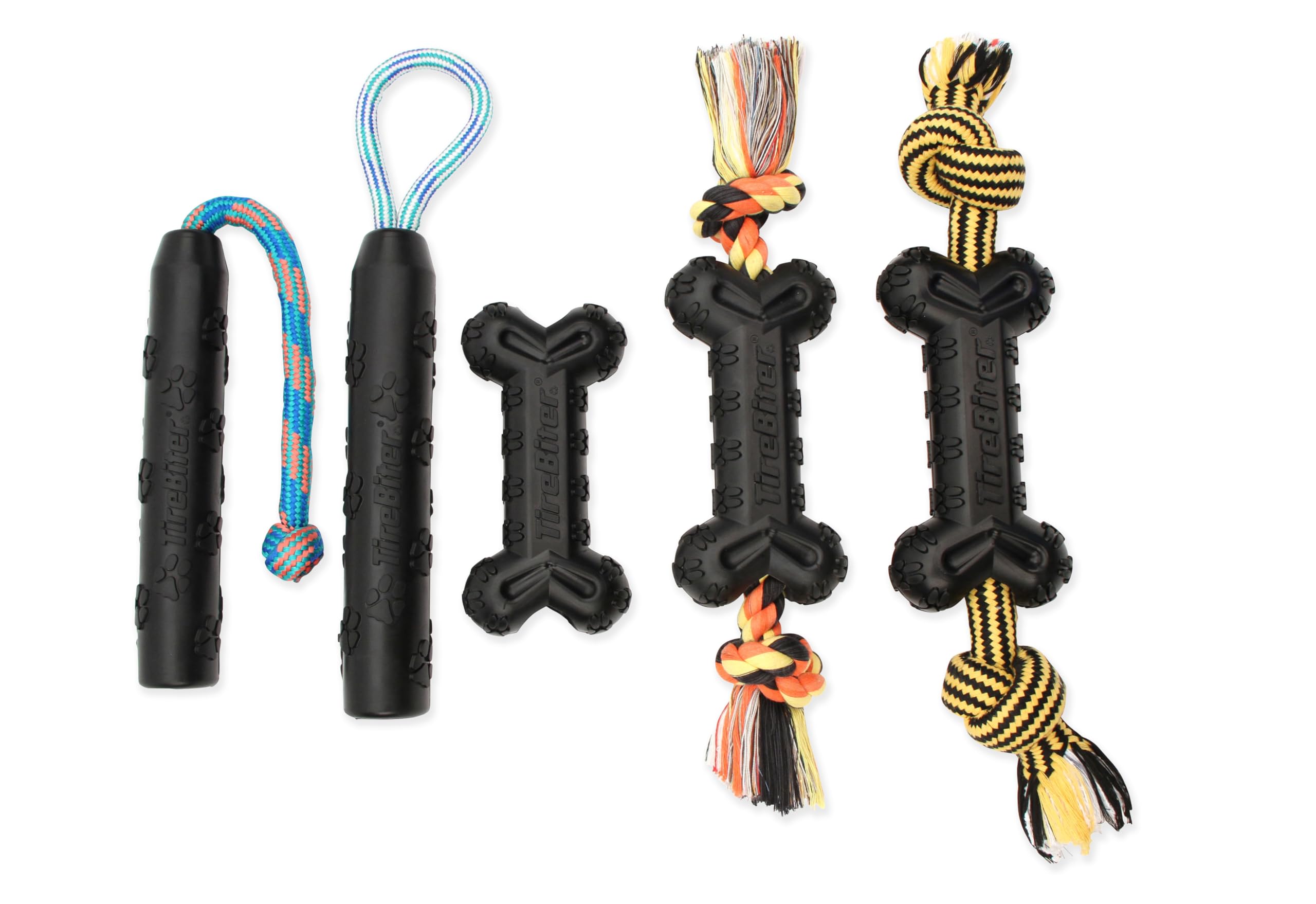 Mammoth TireBiterII Bone with Treat Station – Durable Natural Rubber Dog Chew Toy for Aggressive Chewers – Interactive Long-Lasting Chew Bone for Large Dogs (7.25