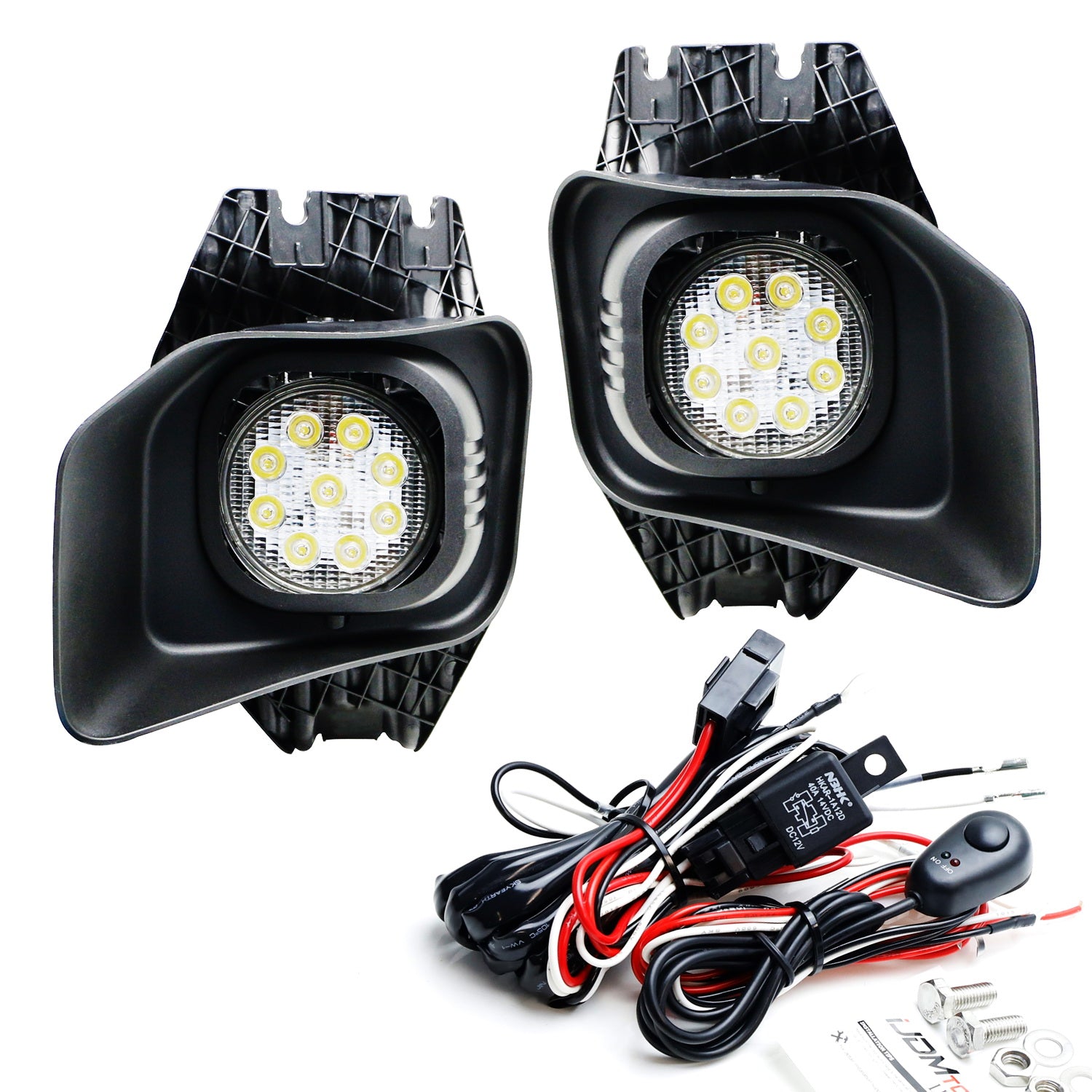 27W LED Fog Light & Driving Light Kit with Bezels, Brackets & Wiring - Compatible with Ford F250 F350 F450 (2011-2016) - Enhanced Visibility for Off-Roading, Night Driving & Bad Weather Conditions